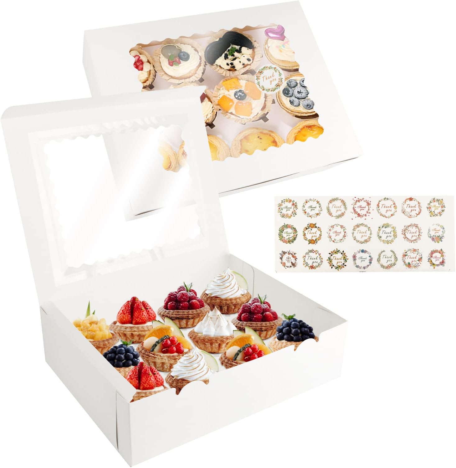 YVPSI Cupcake-Boxen – 12er-Set Mit Sichtfenster & Einsätzen Aus Kraftpapier – Perfekt Zum Verschenken
