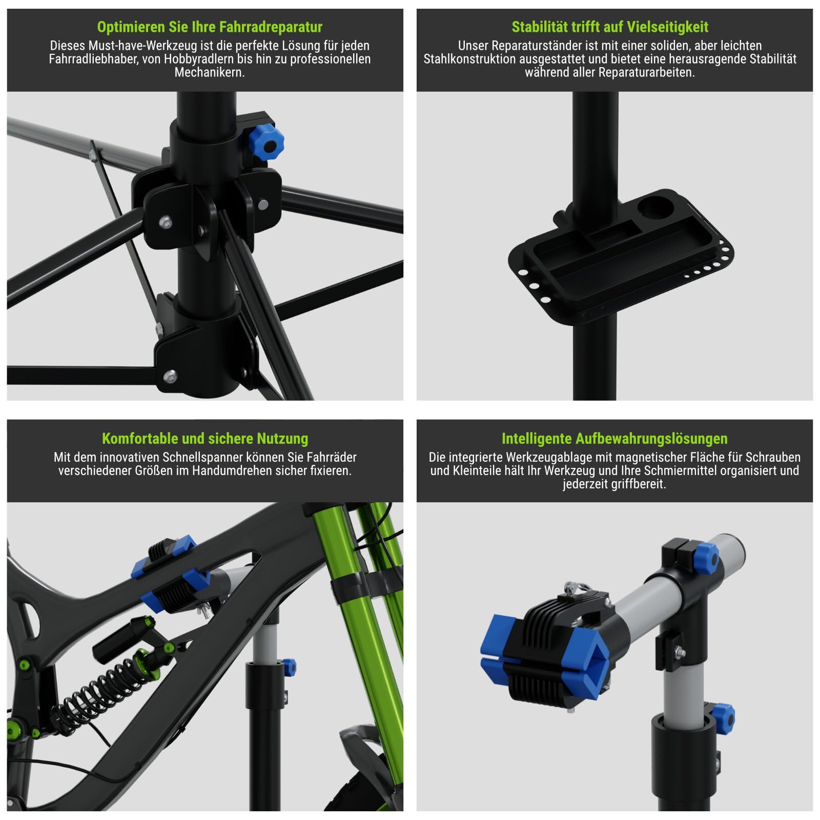 Support de montage télescopique pour vélo électrique - 50 kg - Réglable en hauteur - Pliable