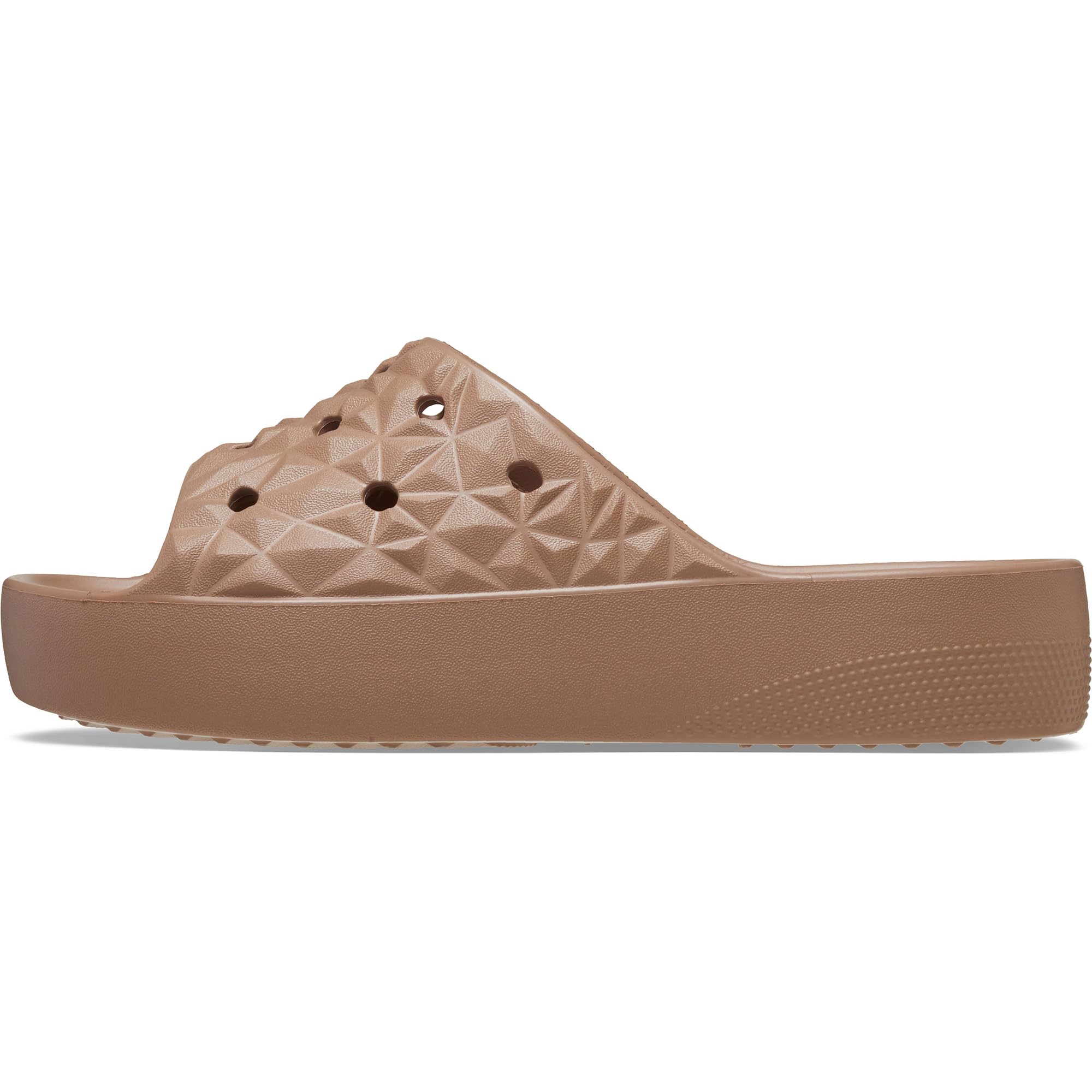 Crocs Women Classic Platform Slide | Platform Sandals, Latte, 9 Women