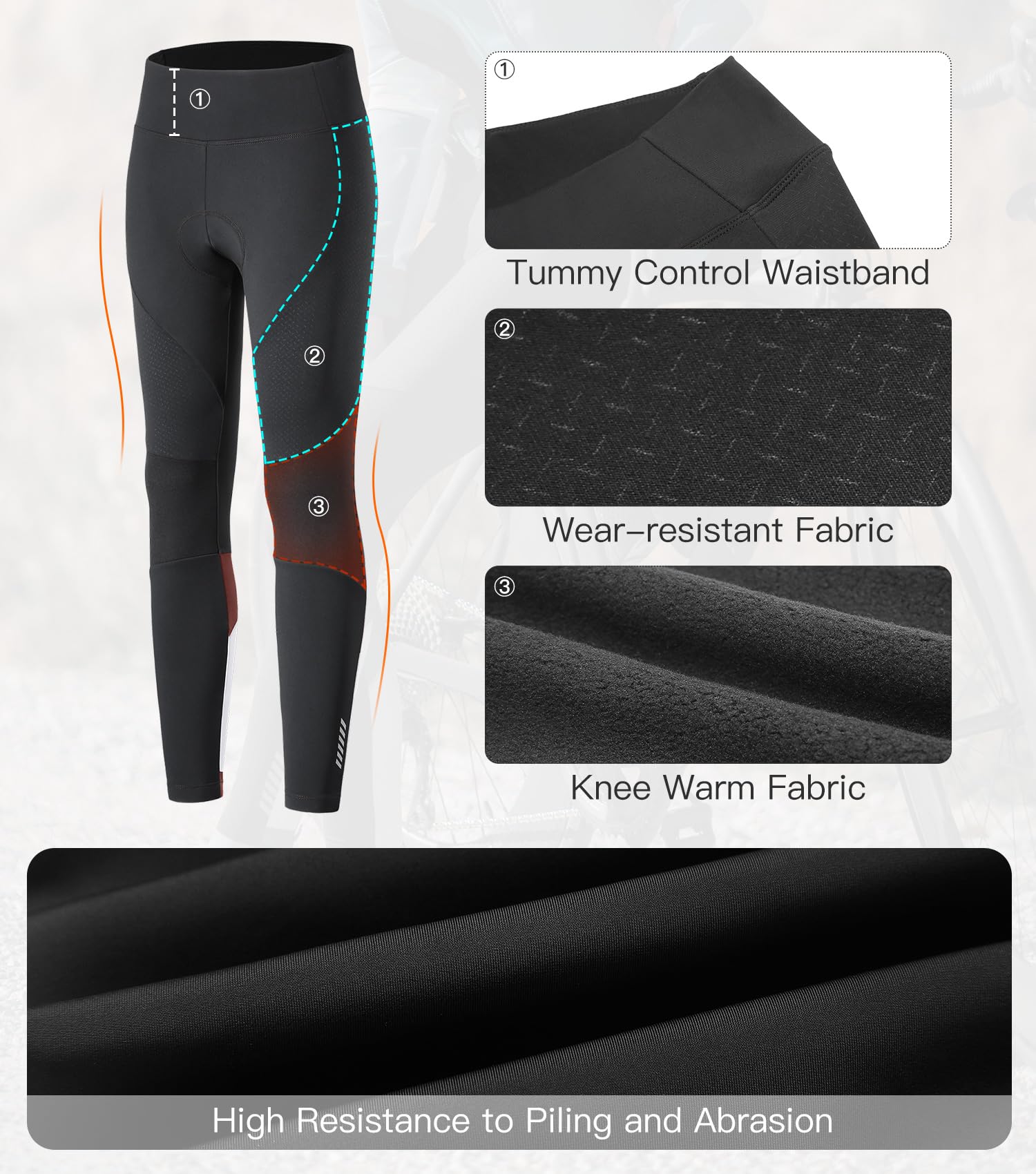 Santic Winter Women's Cycling Pants 4D Padded Windproof Fleece Lined