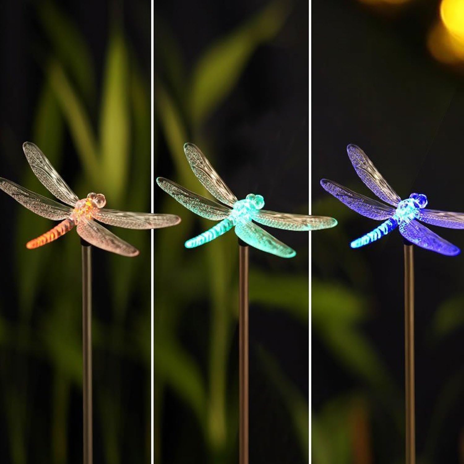 Outdoor Solar Garden Stake Light - Color Changing Decorative LED Stake Lamp In-ground Landscaping Lighting for Garden Patio Yard Lawn Pathway Flower Bed Decor Decorations Figurine Dragonfly - Image 2