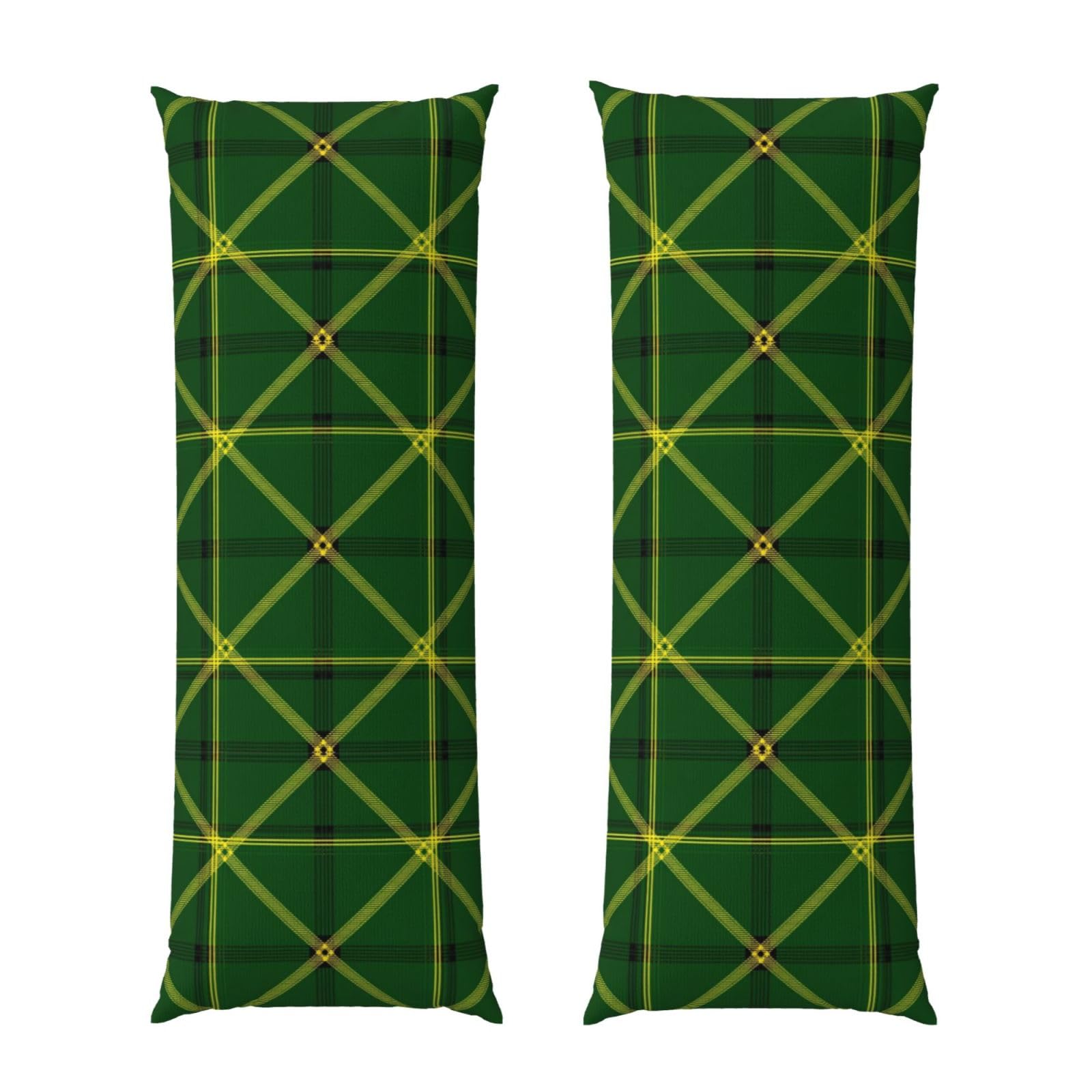 Body Pillow Protector Cover 20x54, Green Scottish Tartan Plaid, Breathable Ultra Soft Pillowcase with Zipper, Wrinkle Shrinkage Fade Resistant for Bed Couch