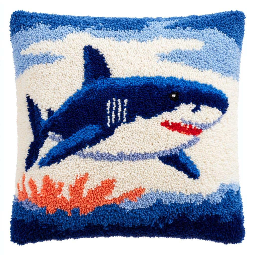 WallustrioaW Latch Hook Pillowcase Embroidery Kit,Marine Animals