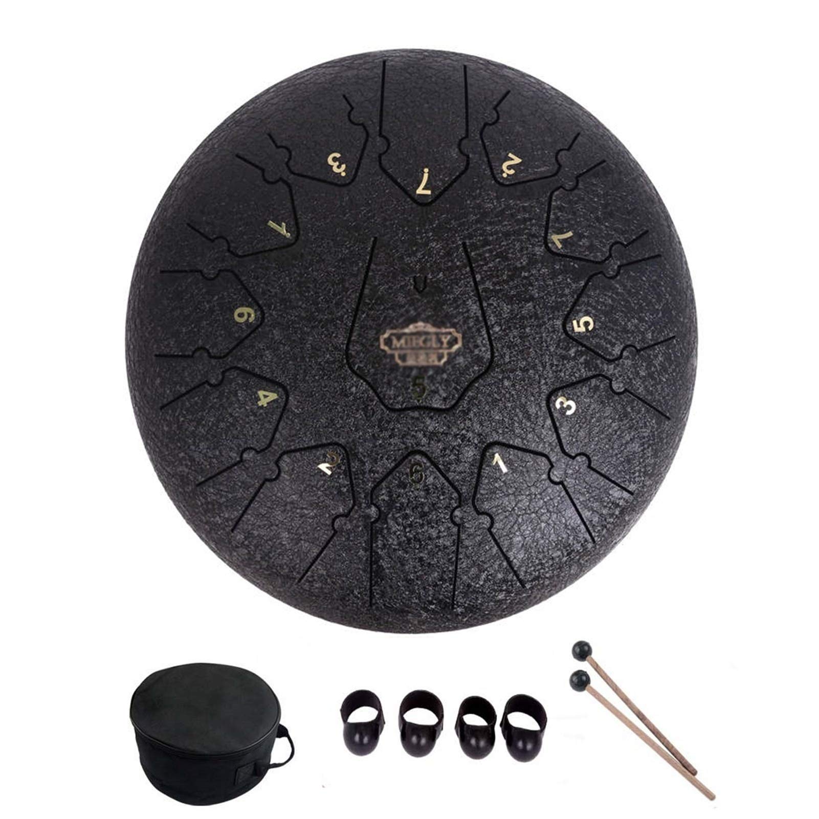 Strumento Percussioni Da 12 Pollici a Tamburo Da 12 Pollici Da 12 Pollici in Acciaio, Tambourine Con Bacchette, Borsa Tote, Regalo Per Principianti E Amanti Dello Yoga, Meditazione (Color : A)