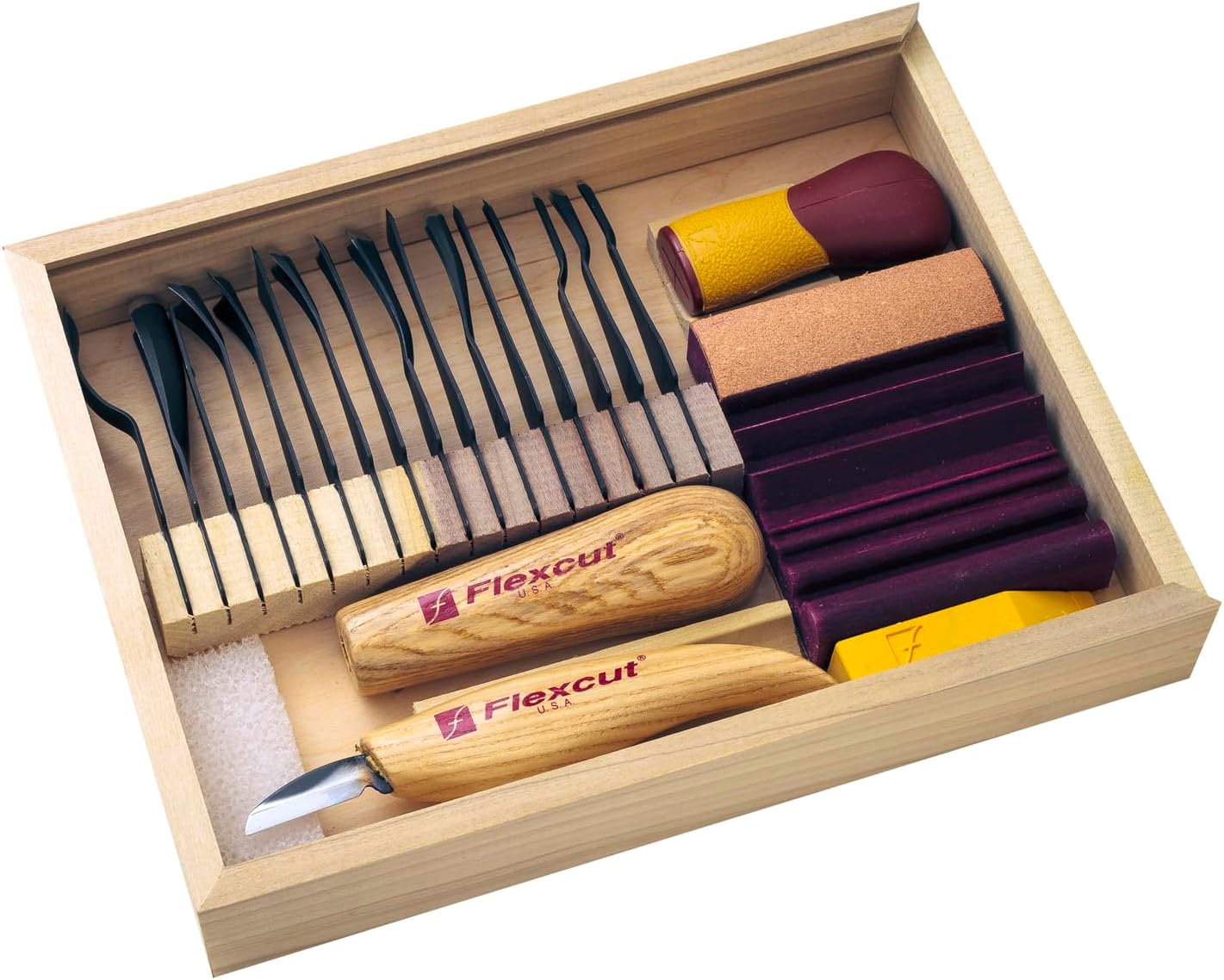 Flexcut SK108 Deluxe Starter Carving Set with 16 Carving Bla