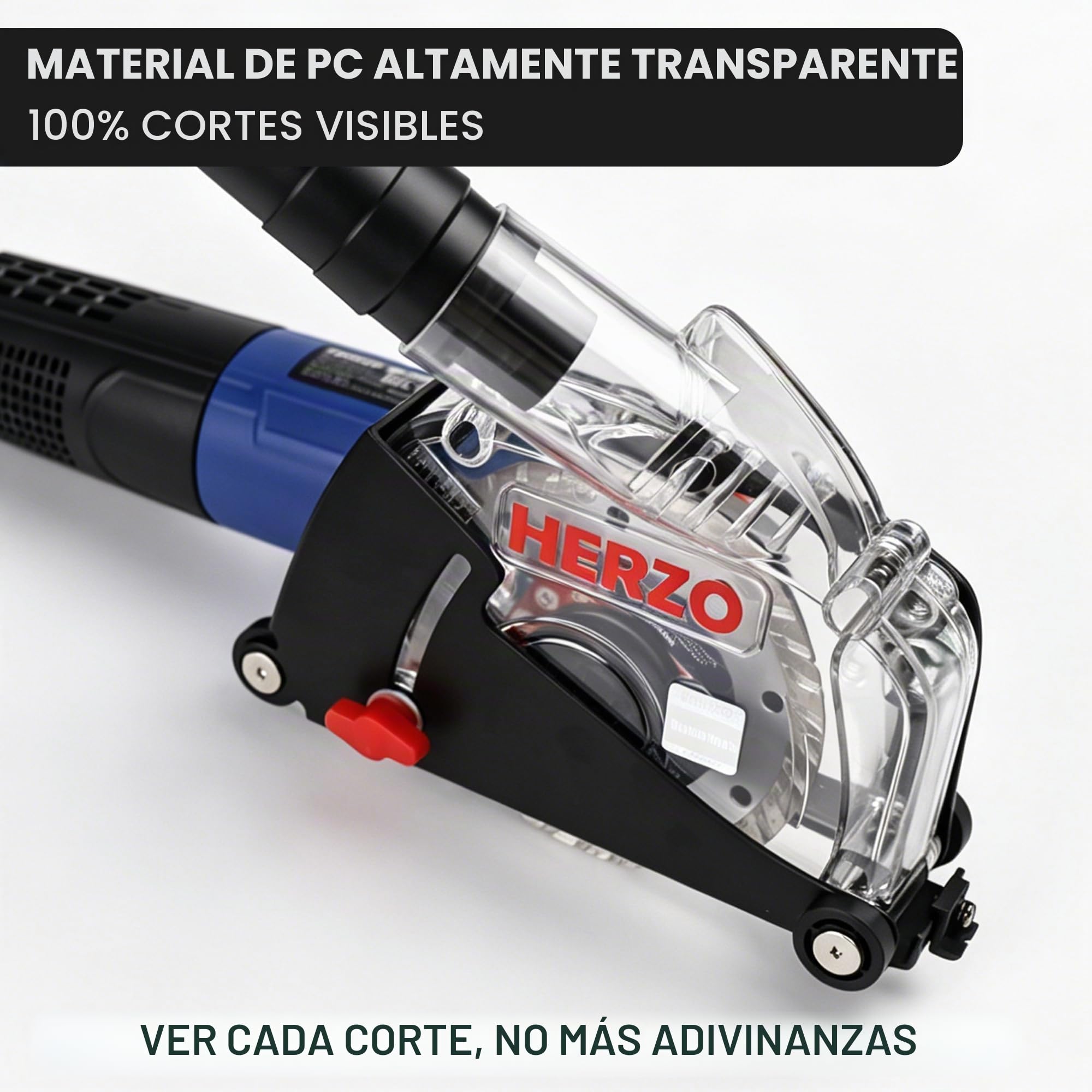 HERZO 115/125mm Caperuza de Aspiración Guía de Corte con Racor para Amoladora Angular