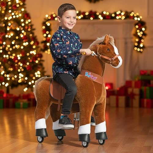Miniatura 3 de PonyCycle Montar a caballo Unicom Ride para niños pequeños de 3 a 4 años, poni de peluche para niños, paseo a caballo en animales caminando, monta a