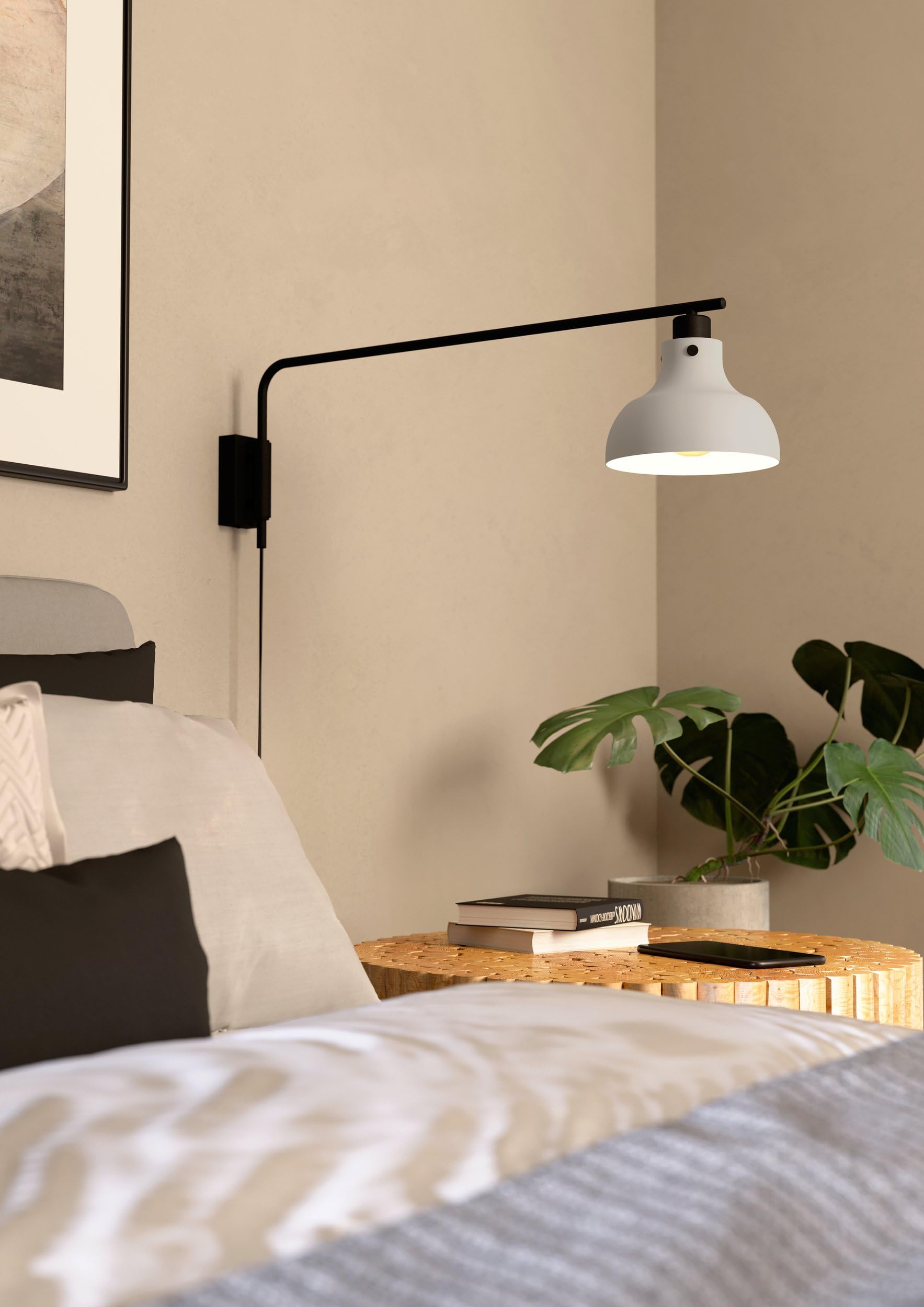 EGLO Wandleuchte innen Matlock, Wandlampe Industrial mit Schwenkarm | Leselampe aus Metall in Grau und Schwarz, Wohnzimmer und Schlafzimmer Lampe mit E27 Fassung