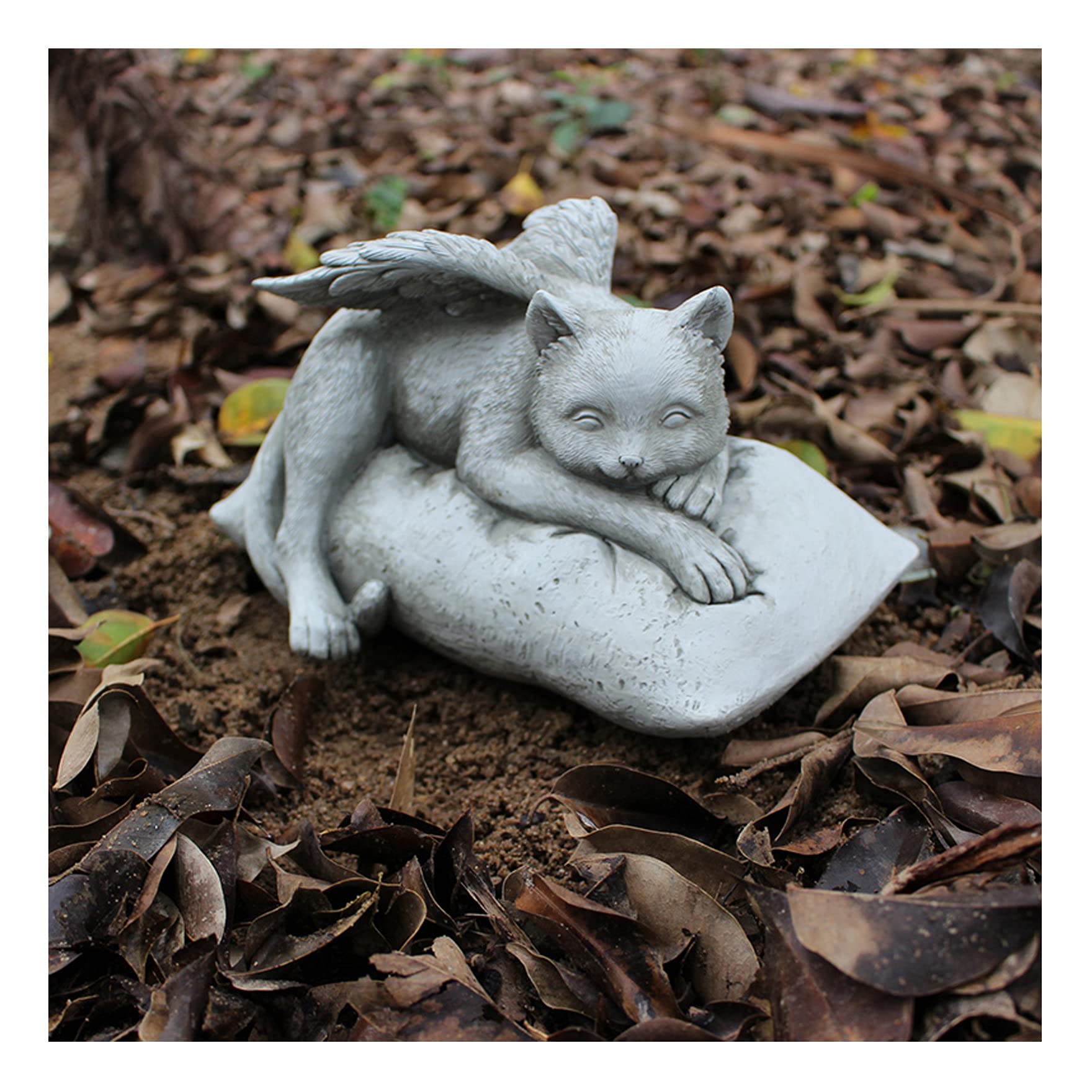 Statuetta Angelo Con Gatto | 17.8cm In Resina | Per Interni Ed Esterni | Ricordo Animali Domestici - Foto 5