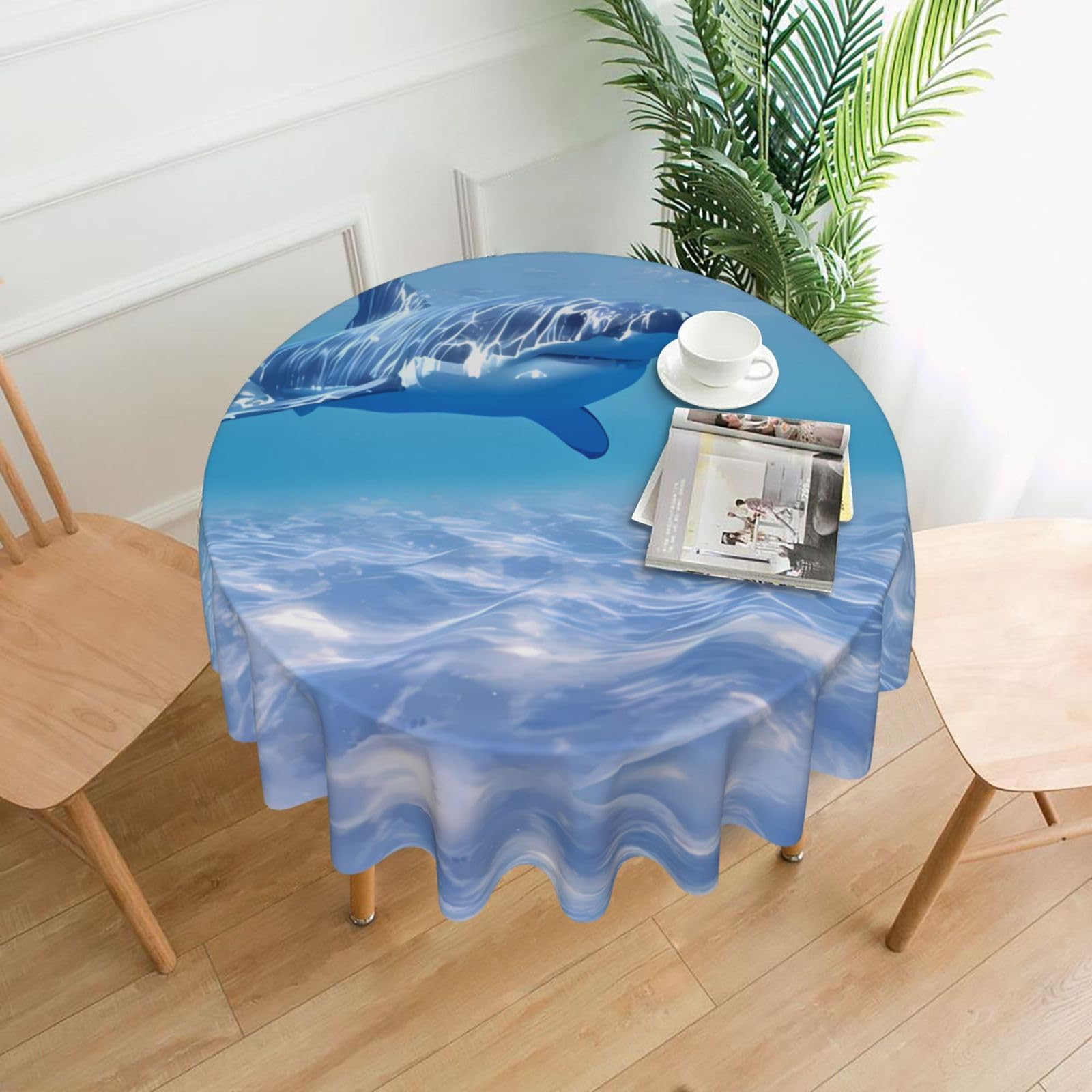 WHJSHOP Ocean Fish Prints Round Decorative Throw – 60in Stylish Table Cover for Dining, Parties & Outdoor Events