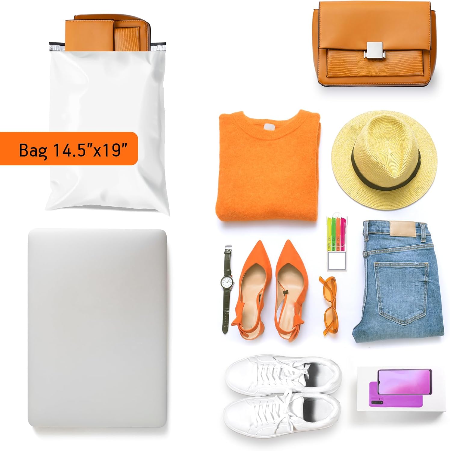 Premium White Poly Mailers 14.5x19, Extra Strong Self-Sealing Shipping Envelopes, Multipurpose Mailers for Business & Personal Use, Waterproof, Tear & Puncture Resistant (200 Count)