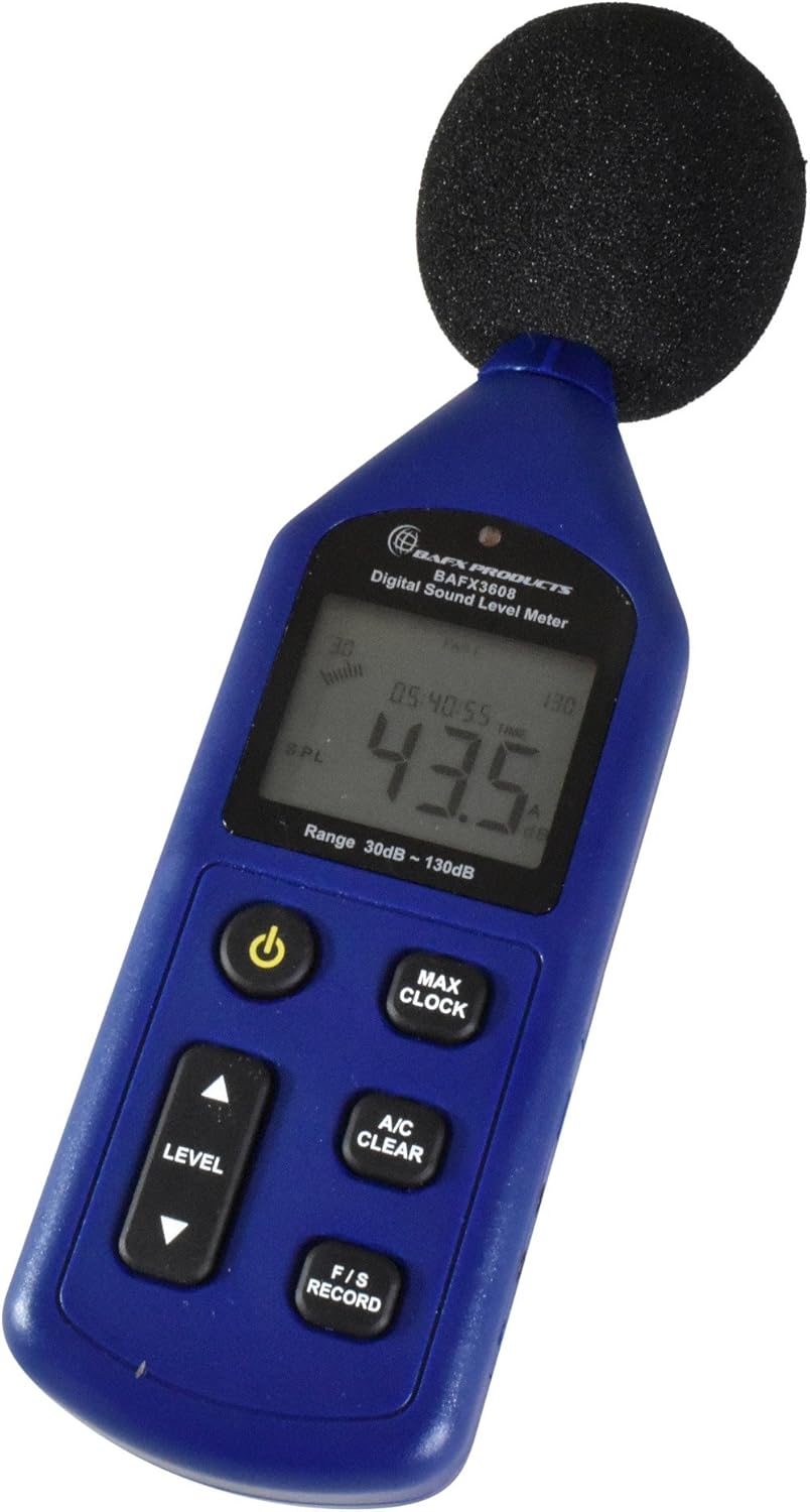 BAFX Products - Decibel Meter/Sound Pressure Level Reader (SPL) / 30-130dBA Range - 1 Year Warranty