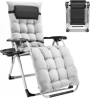 Premium Outdoor Chaise Lounge Chairs, Oversized Zero Gravity Chair, Grey