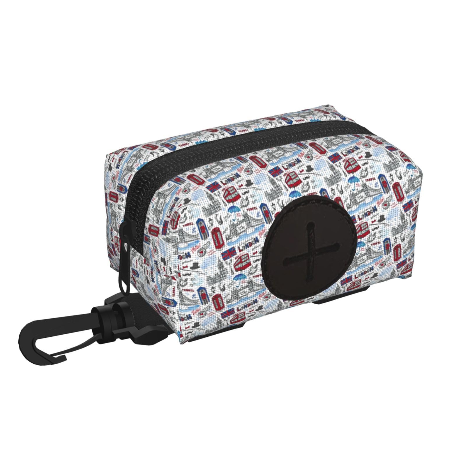 Pphgut Black London Print Waterproof Pet Waste Treat Bag Outdoor Walking Hiking Pouch Camping Accessory