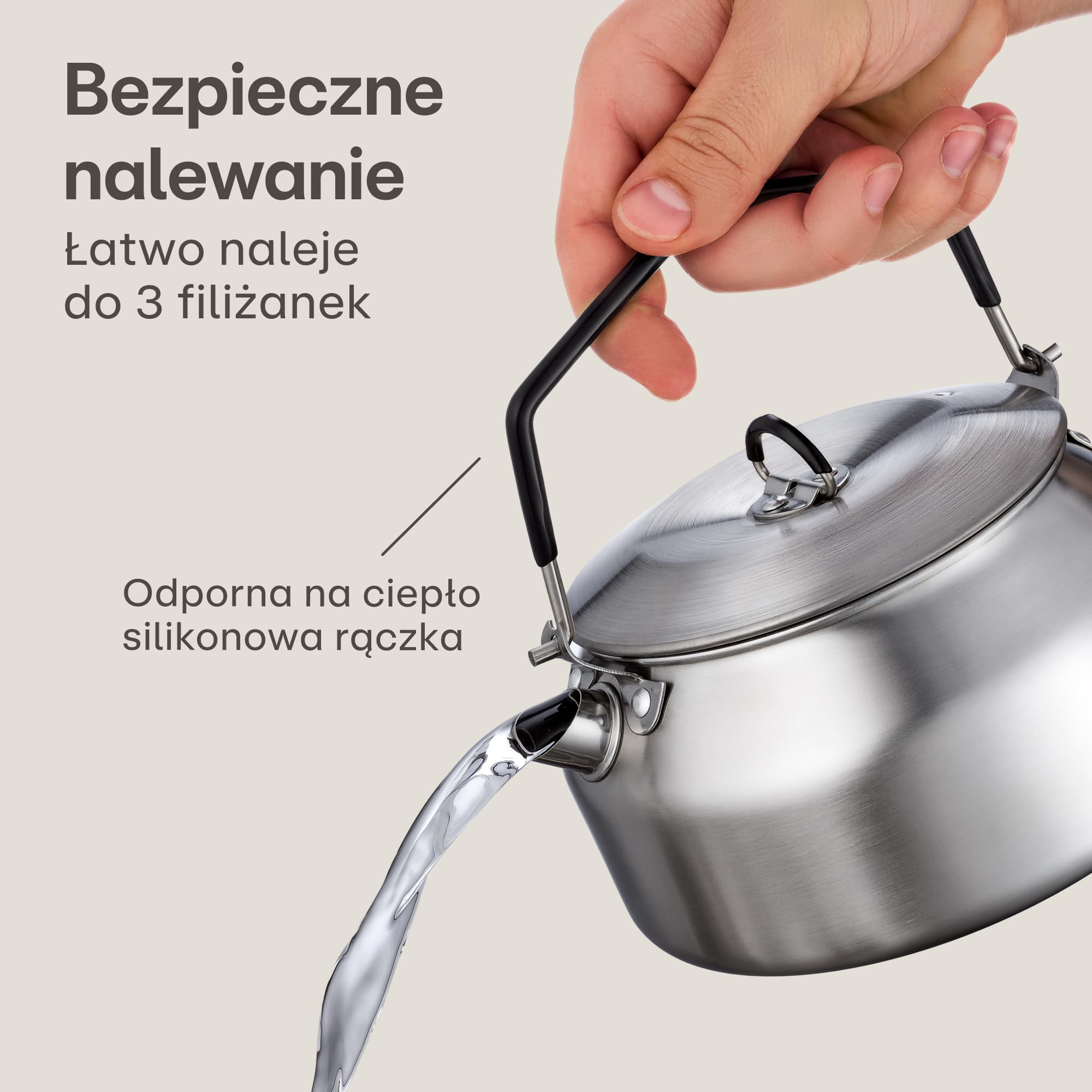 Praknu Zestaw Czajnik Turystyczny 1L Stal Nierdzewna – Czajnik, Kubek, Zaparzacz & Torba – Sztaplowany – Uchwyt z Silikonu Odporny na Ciepło – Indukcja, Gaz & Ogień – Do Zmywarki