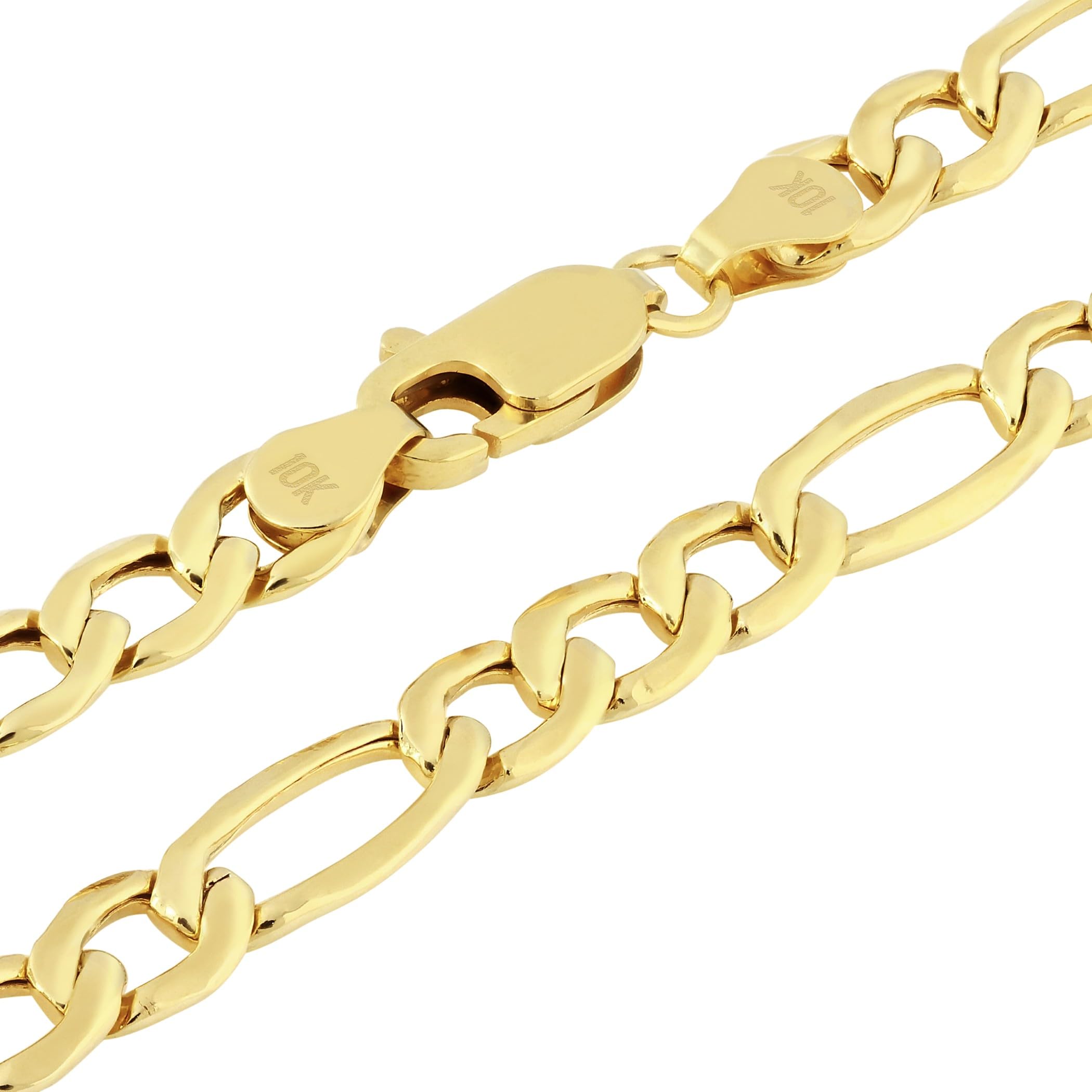 Nuragold 10k Real Yellow Gold Figaro Link 5.5mm Chain Necklace (16"-30") Italian Jewelry for Men & Women