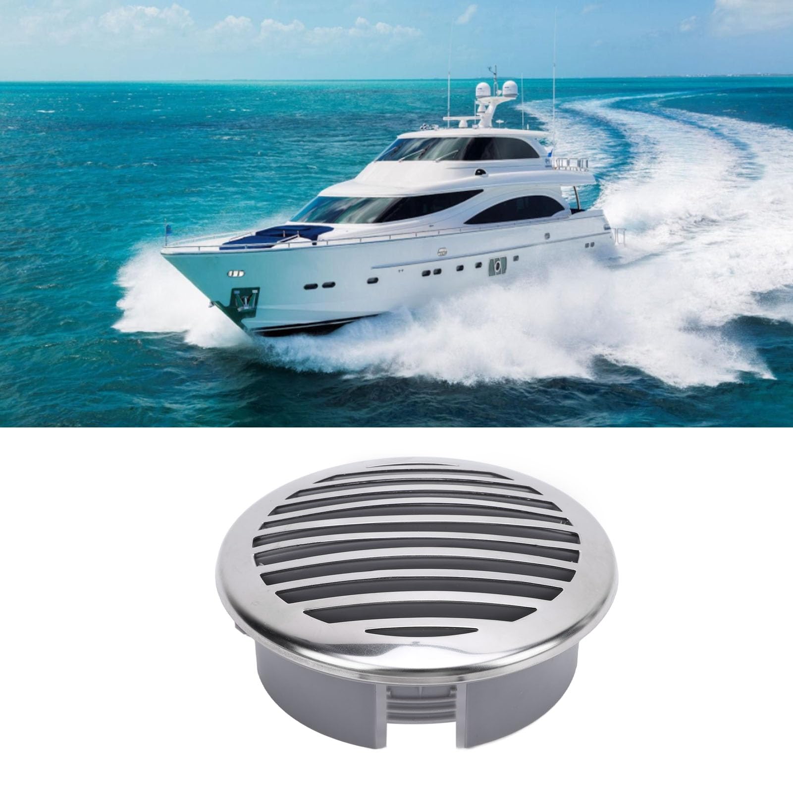Fockety Copertura per sfiato Aria per Barche, 4 Pezzi d 4 Pollici in Acciaio Inossidabile 316 lucidato, griglia di Uscita dell'Aria in ABS, Parte Marina, Ventilazione migliorata