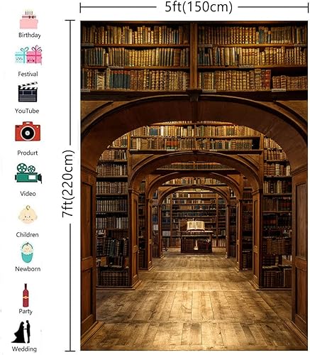 Vista 3 de Fondo escolar de mago de 5 x 7 pies para fotografía de biblioteca mágica para retratos, estudio fotográfico, fondo