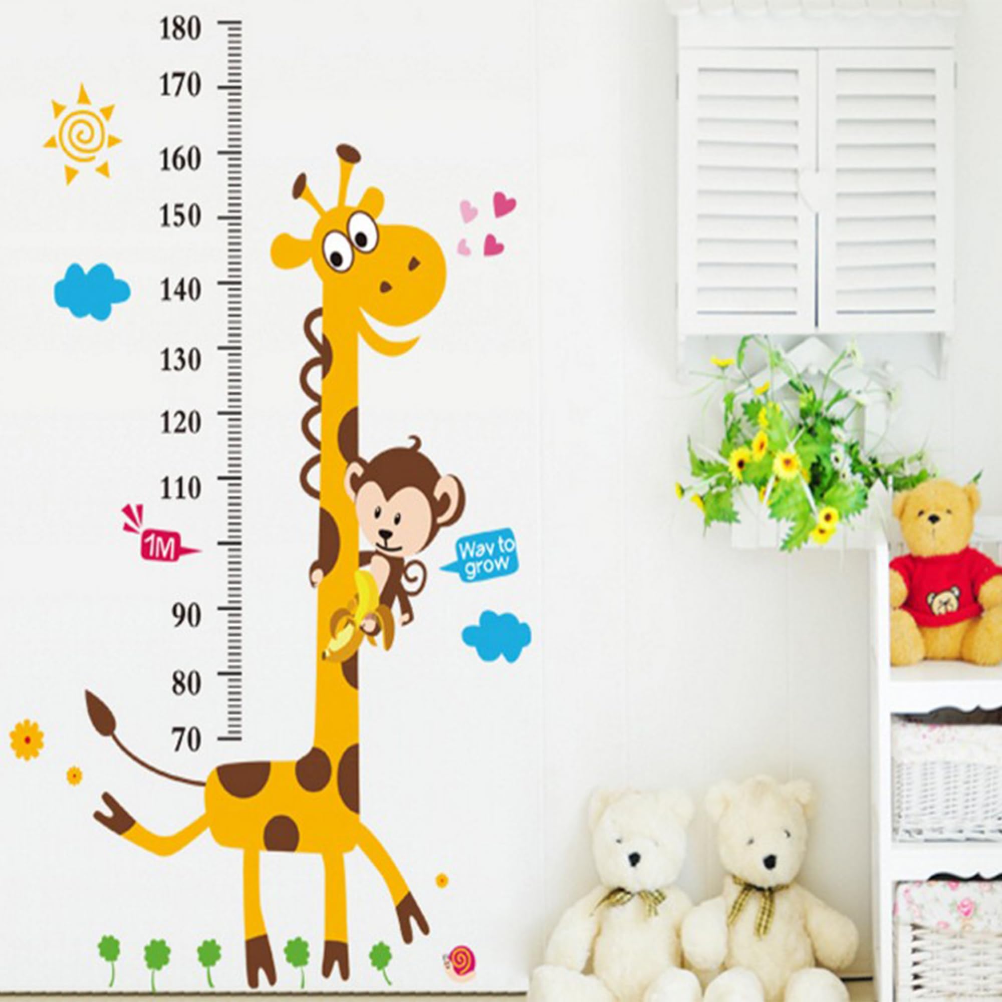 Ambiance Sticker Wall Stickers - Monkey and Giraffe - Children's Room Wall Decoration - 1 Sheet of 50 x 70 cm