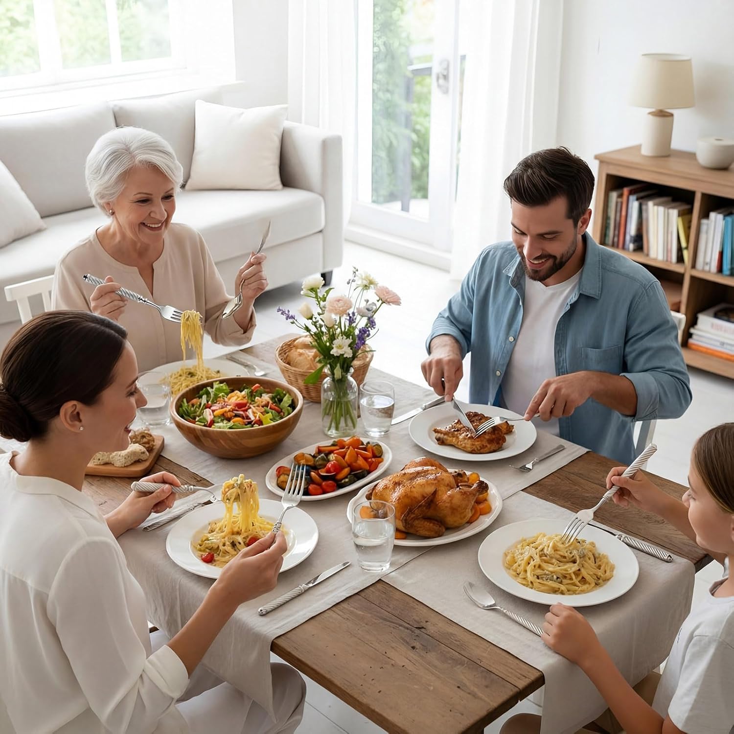 20 Pcs Retro Sliver Silverware Set for 4 Handcrafted Vintage Rope-texture 18/10 Stainless Steel Flatware Set Metal Serving Utensils Mirror Polished Cutlery for Restaurant, Dishwasher Safe