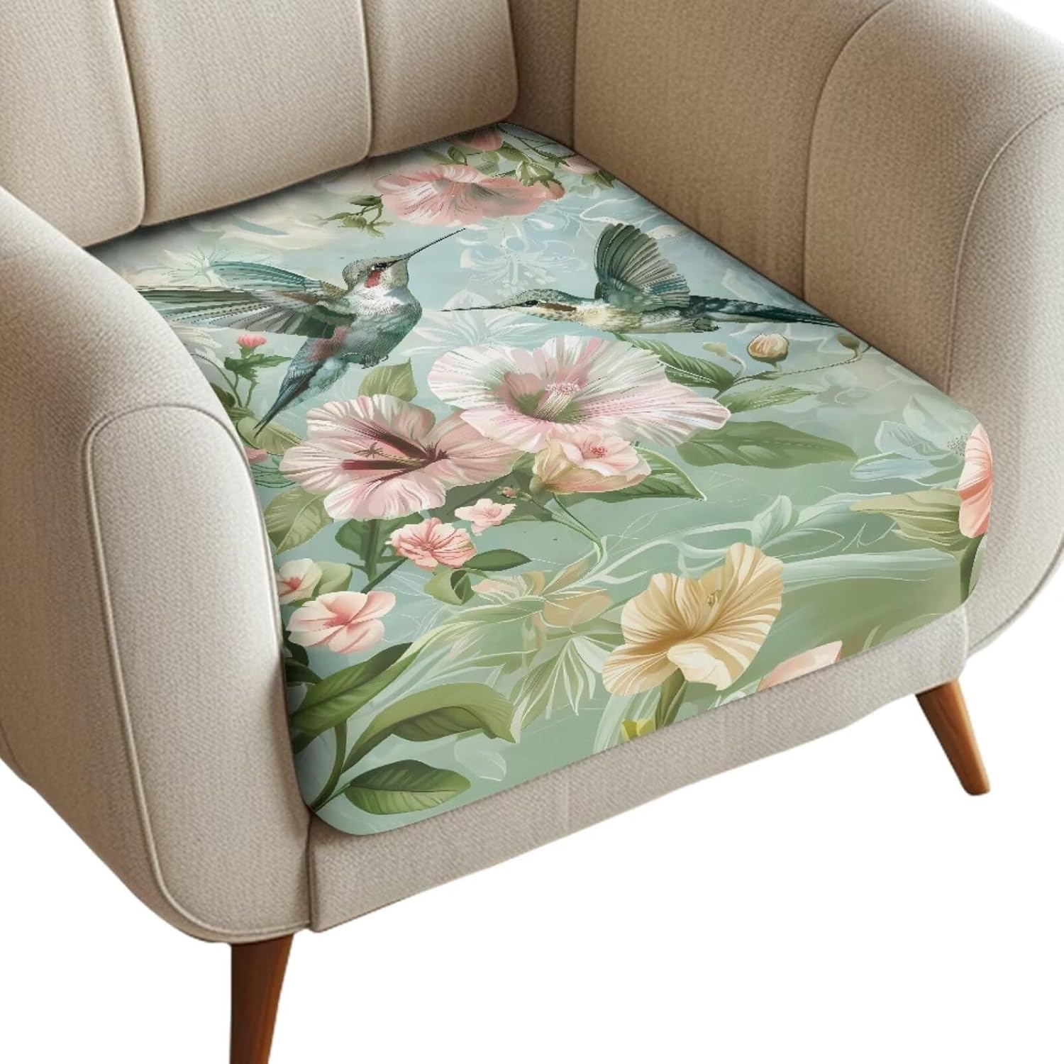 Hummingbird Flower Sofa Cushion Covers Stretch Non Slip Couch Cushion Cover Seat Covers Couch Furniture Protector for Living Room Sofa Chair Covers Washable Furniture Protector L