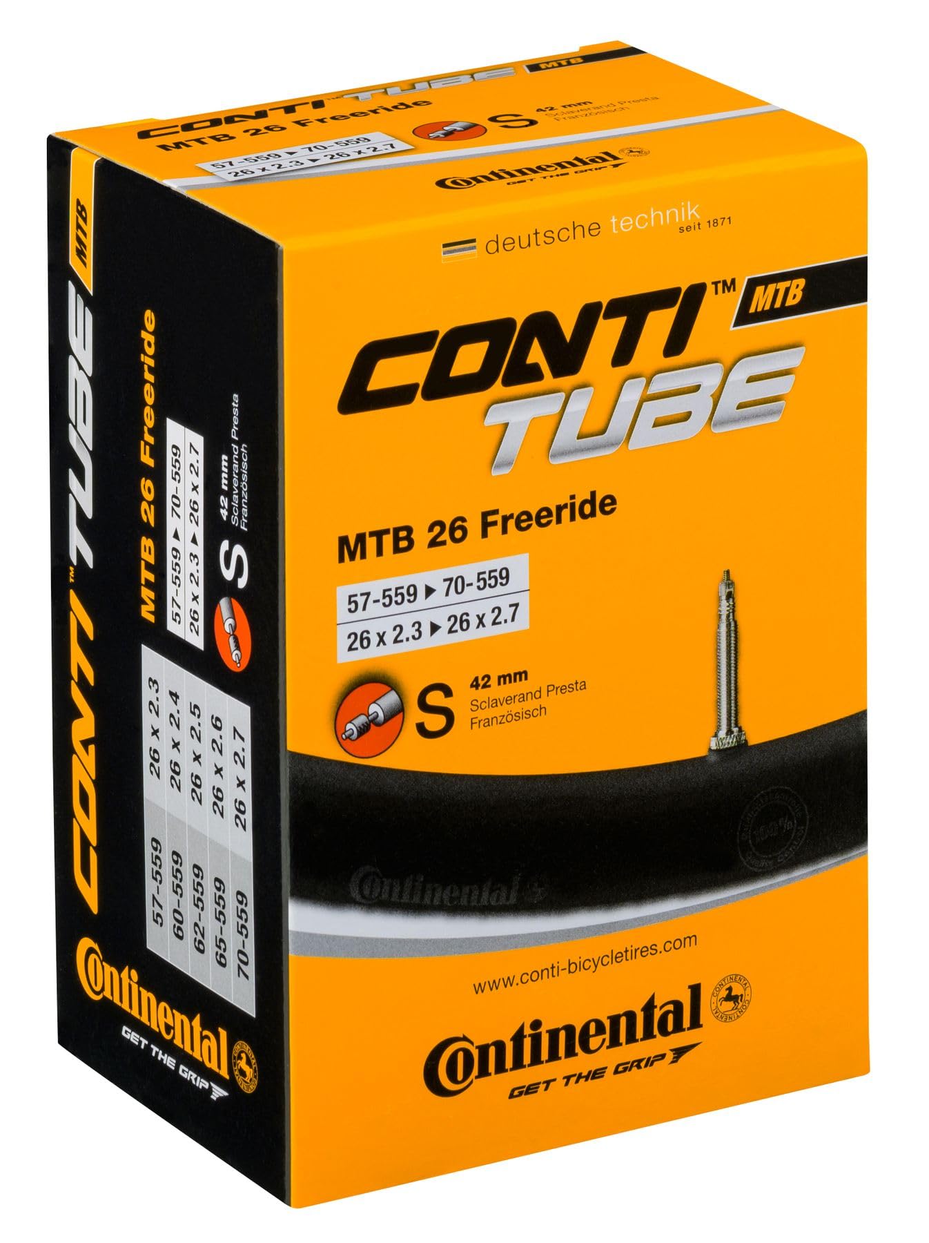 Continental Tube Intérieur 27,5 X 1,75-2,50  47/62-584  FV 42 Mm Noir