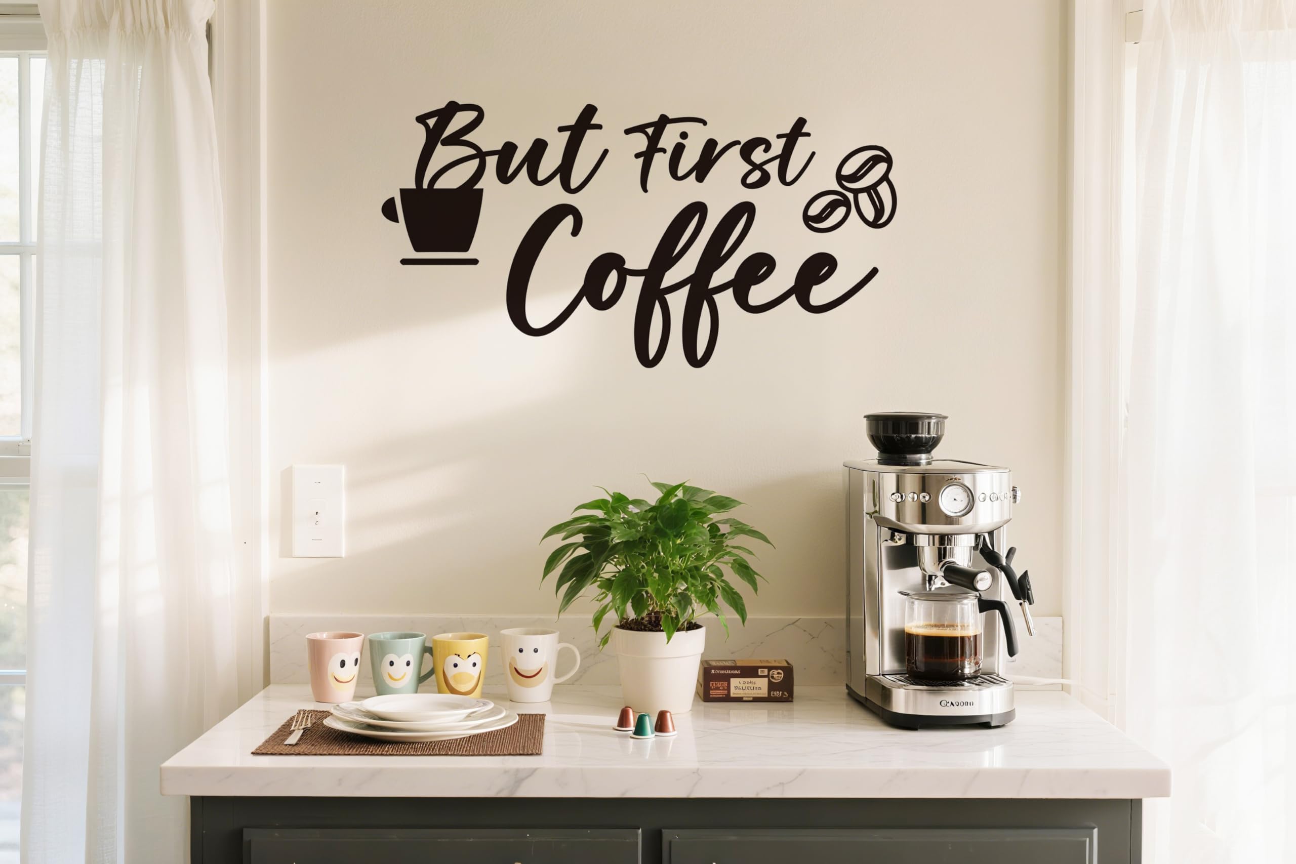 Amazon.com: Funny Kithen Wall Sticker, But First Coffee Wall