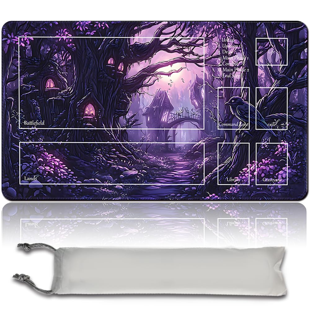mtg game mat - 60cm x 35cm, original art, non-slip TCG game mat with rubber floor and sewn edges, Commander TCG Rollbar & Folding Card Mat (mtg49-1, With Zone)
