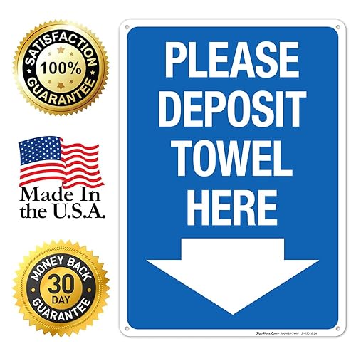 Miniatura 65 de Please Deposit Towel Here with Downward Arrow Sign, 12x18 Inches, 3M EGP Reflective .063 Aluminum, Fade Resistant, Made in USA