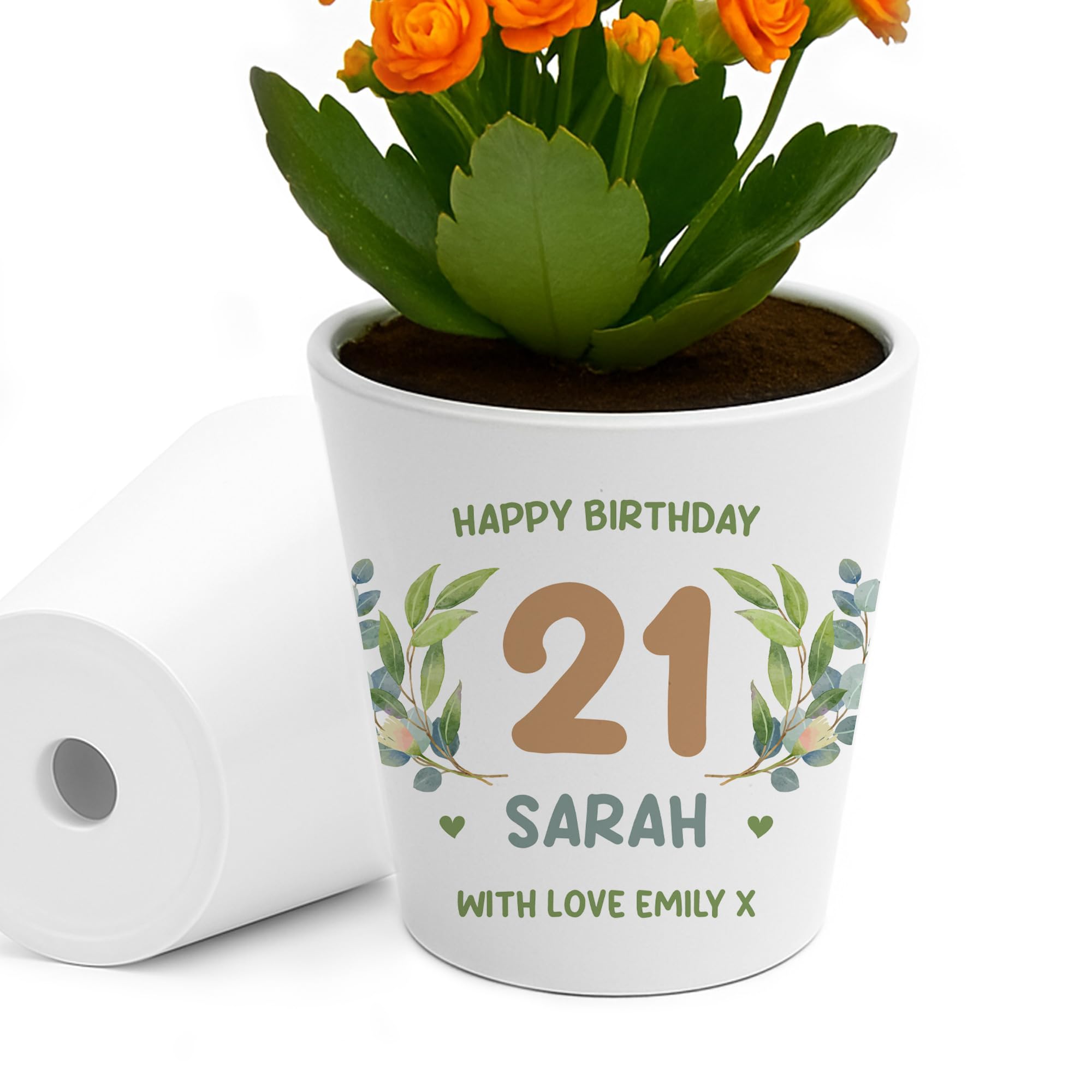 RED OCEAN Personalised Happy 21st Birthday Gift For Mum Sister Auntie Best Friend Plant Pot Floral 21st Birthday Gift For Her Gifts Women Keepsake