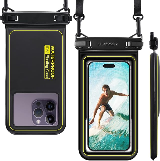 Waterproof Floating Phone Pouch, IPX8 Cellphone Dry Bag Case Holder for iPhone 14 13 12 11 Pro Max XS Plus X Galaxy S21 Samsung S22 Up to 6.7", Underwater HD Phone Protector with Detachable Lanyard