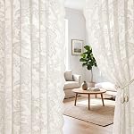 H.VERSAILTEX Lace Curtains 90 Inch Length Vintage Victorian Sheer Curtain 2 Panels Rod Pocket with French Country Floral, Light Filtering Privacy Sheers for Bedroom Living Room, 52" W x 90" L Ivory