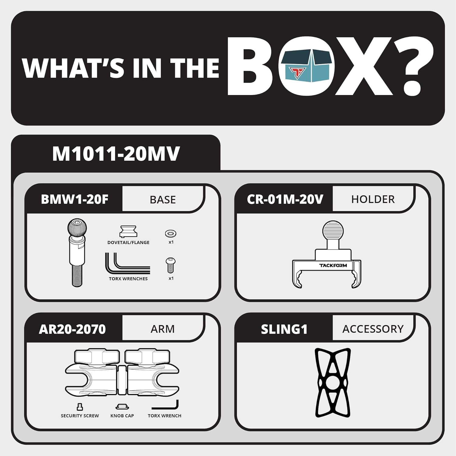 Tackform Black Motorcycle M10 Handlebar Bolt Phone Mount - Vibration Dampening 20MAXX Spring Cradle | 3.5" Arm | Aluminum | Compatible with BMW K1600 GT/GTL, R1200 RT, R1250 RT (Year Specific)