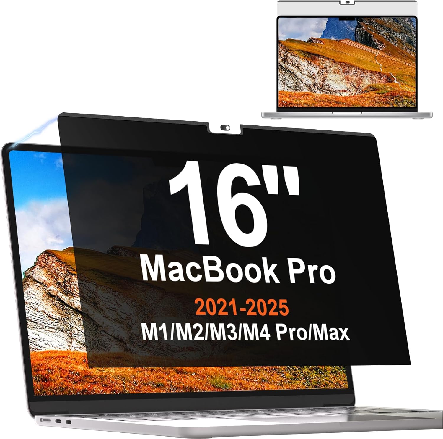 Mamol Magnetic Privacy Screen MacBook Pro 16 Inch 2021-2025 (M1-M2-M3-M4), Removable Anti Blue Light Glare Filter Screen Protector MacBook Pro 16 Inch(2021-2025) Black for Macbook