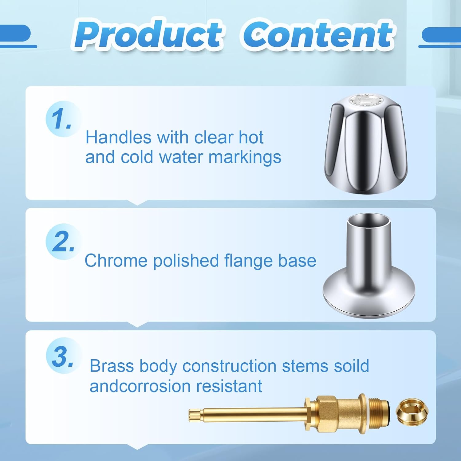 2 Piece Bathtub Shower Knob Replacement Kit for Price Pfister Verve and Windsor Tub/Shower Faucet Handle, Remodel/Rebuild Trim Kit with Hot & Cold Shower Knobs, Chrome(﻿Chrome)