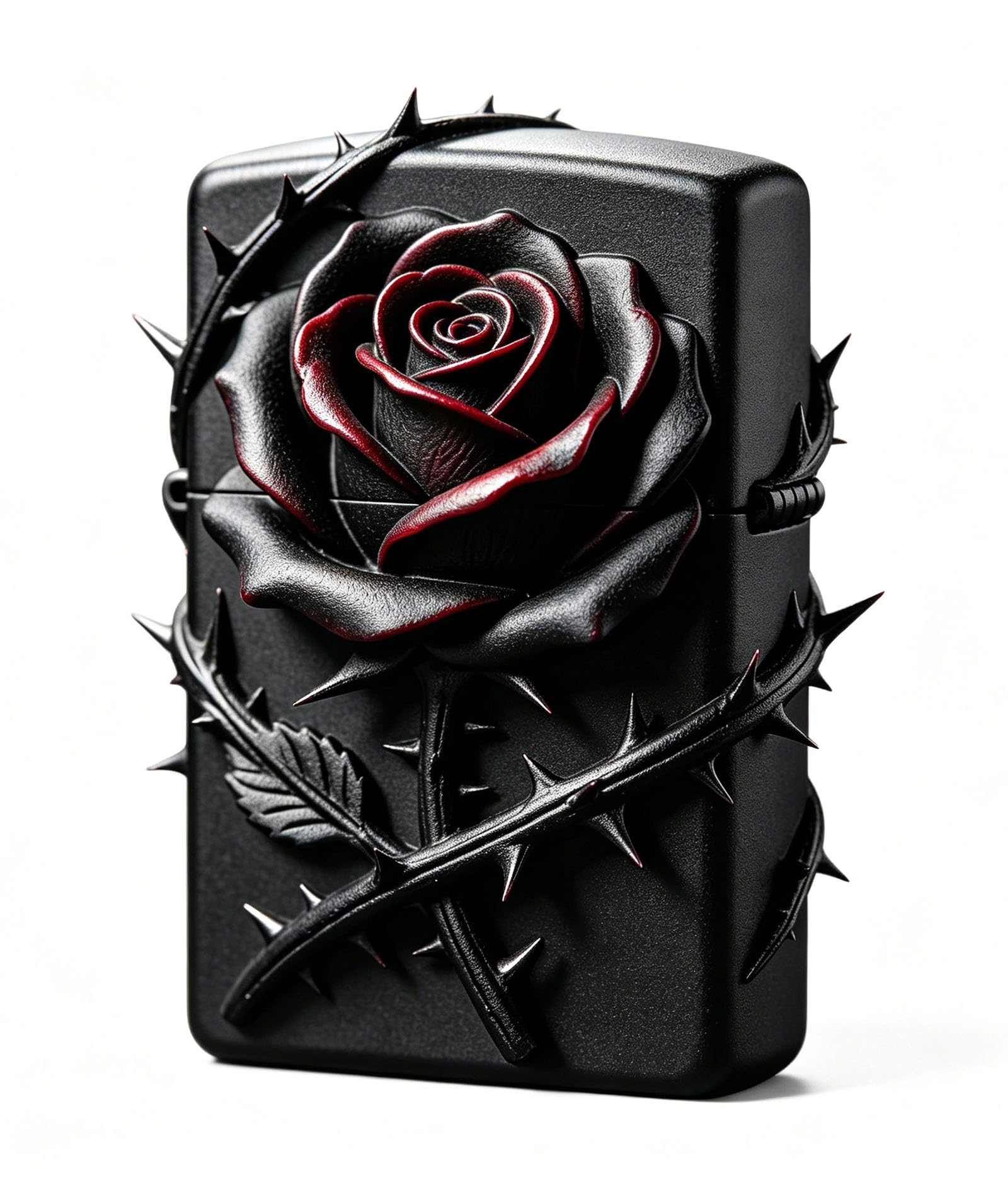 Vintage Trench Lighter Cool Rose Flint Wheel Ignition Kerosene Metal Soft Flame Lighters for Men Women No Fuel (C)
