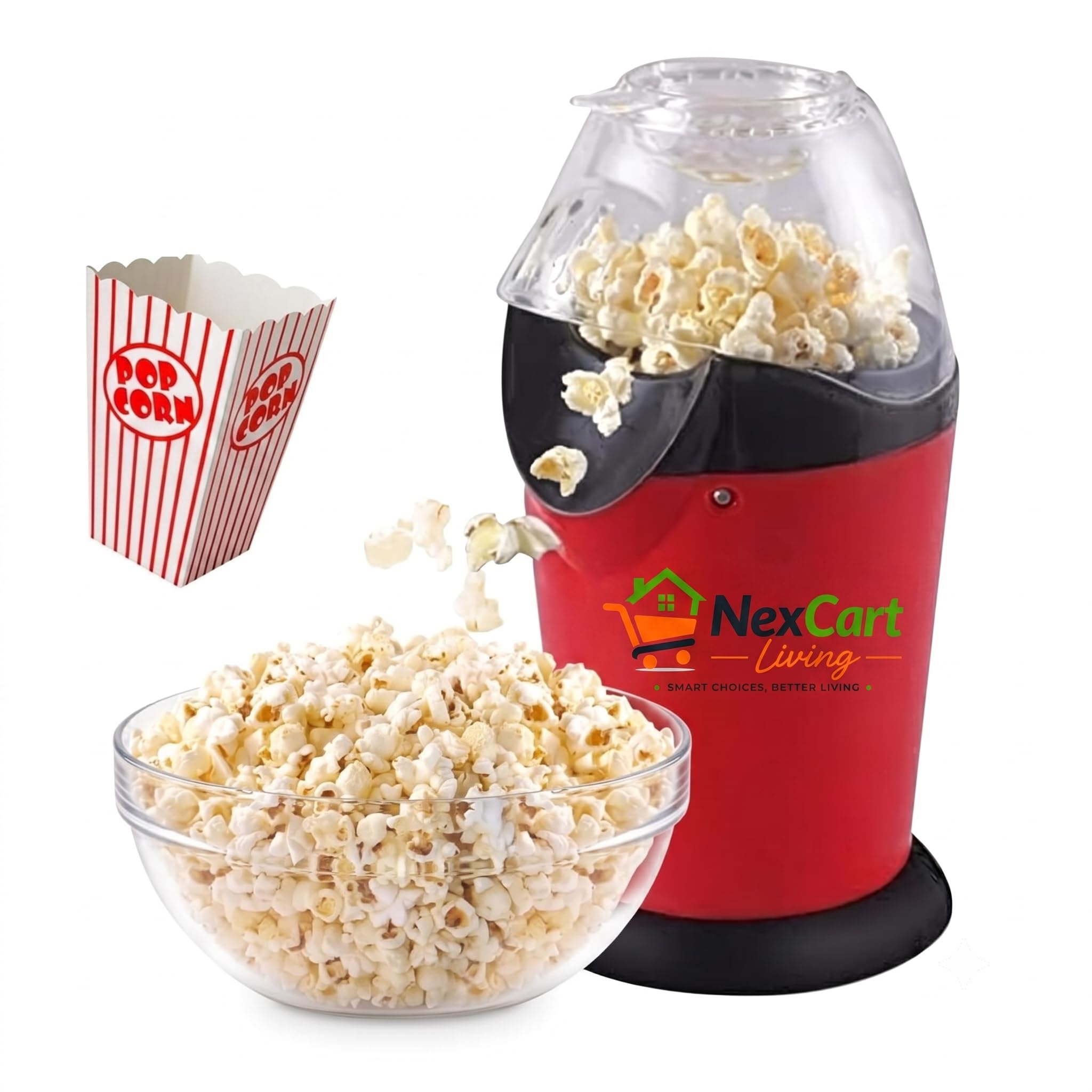 Electric Popcorn Popper for Kids & Adults | 1200W Oil-Free Hot Air Popcorn Maker | Healthy Snack Machine for Home, Movie Nights & Parties | Red | 10 Year Warranty-picture-24