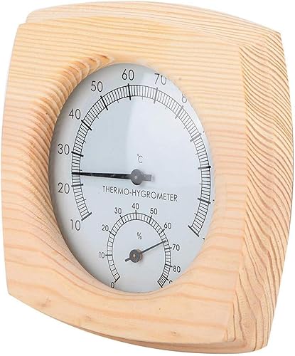 Haofy Termómetro de sauna 2 en 1, termómetro digital higrómetro, higrómetro de madera para sala de vapor, medidor de temperatura interior, color