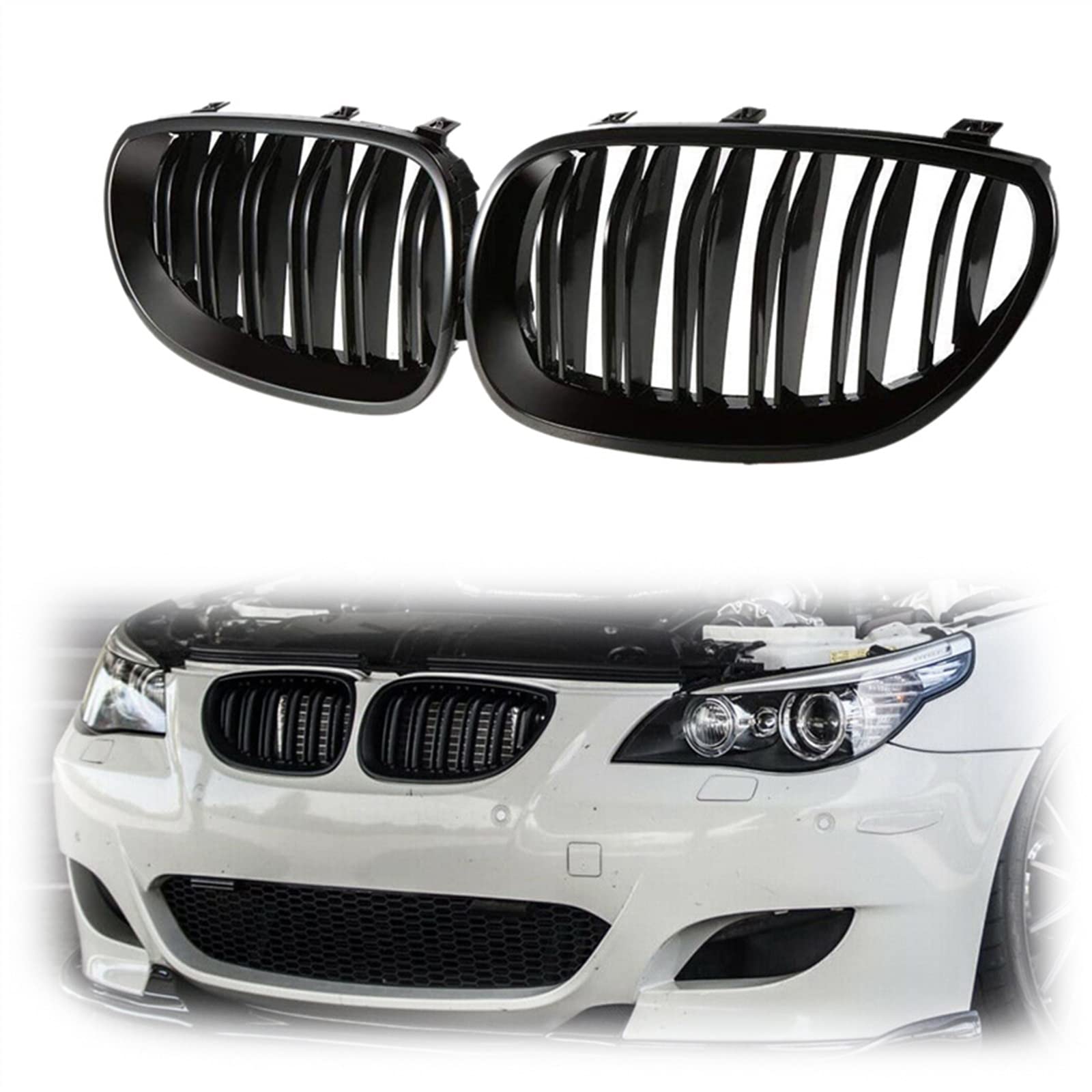 Grille de calandre noire mate pour BMW Série 5 E60 E61 2003-2009 - 8