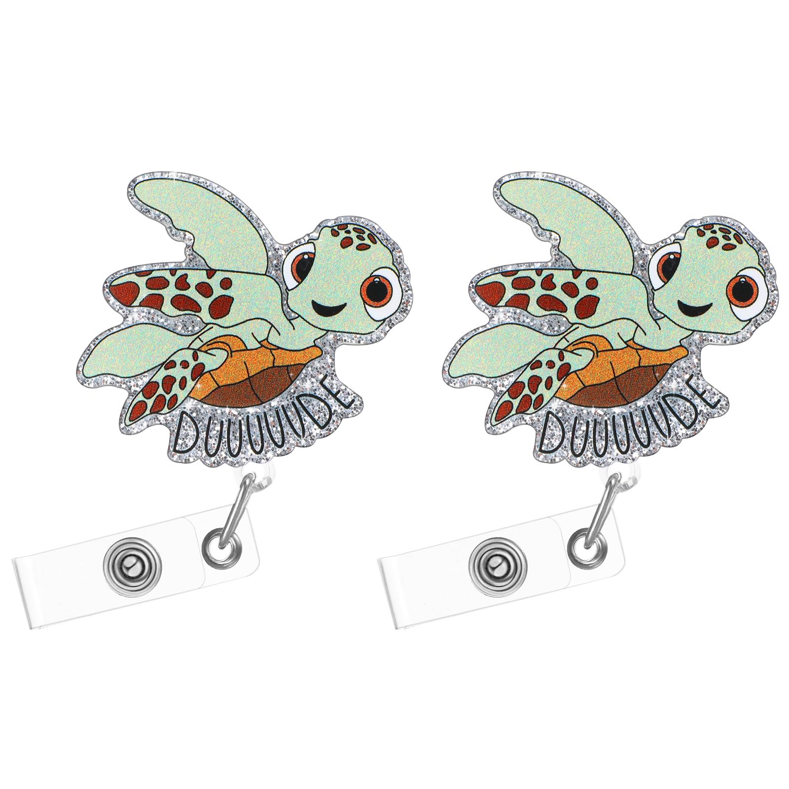 Tyqour 2PCS Nurse Badge Reel Retractable Badge Reel Funny Turtle Badge Reels Cute Sea Turtle Nurse Badge Holder Badge Accessories for Medical Assistant Doctor
