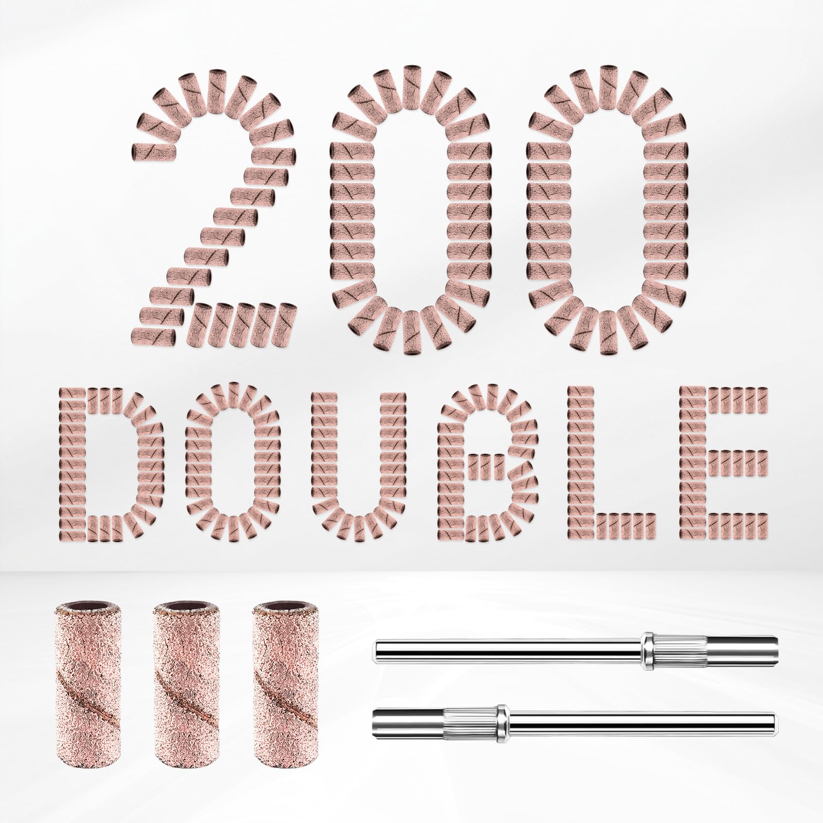 Small Sanding Bands Nail Drill Bits, Corfulra 200PCS Sanding Bands for Nail Drill with 2 3.1mm Mandrel bits, 240 Extra Fine Grit Nail File for Acrylic