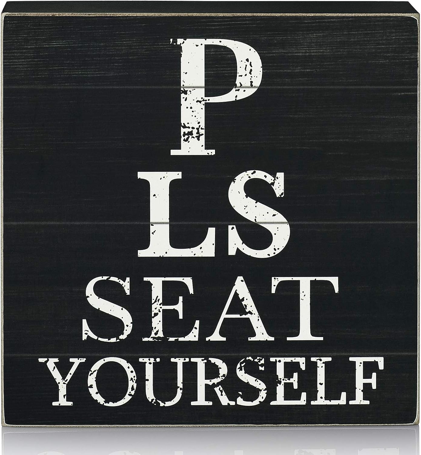 TJ.MOREE Cute Bathroom Decor Gifts-Please Seat Yourself Bathroom Sign-Classic Wooden Box Sign for Guest Room Decor 6inch (Black)