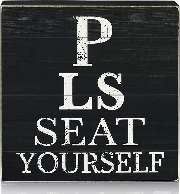 TJ.MOREE Please Seat Yourself Funny Half Bathroom Wooden Box Sign For Powder Room Classic Decor Small Cute Black