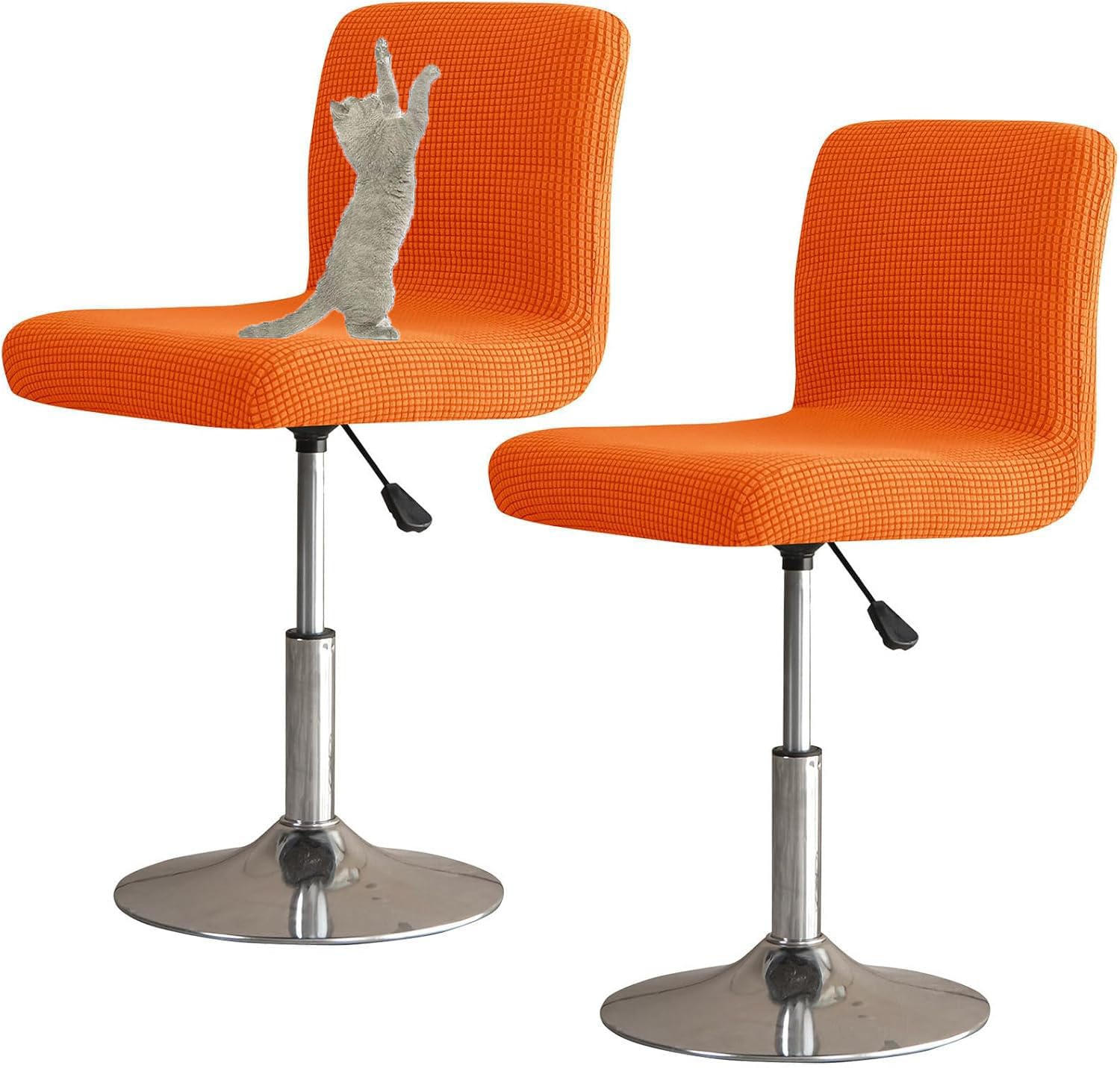 YOPOIY Bar Stool Covers with Backs Set of 6 4 2, Cat Scratch Proof Stretch Bar Stool Chair Covers Washable Universal Swivel Pub Chair Slipcover (orange,2 PCS)