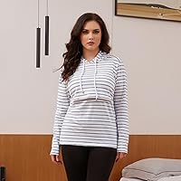 Vista 28 de Bhome Camisa de lactancia de manga larga con capucha para lactancia materna Negro/Gris