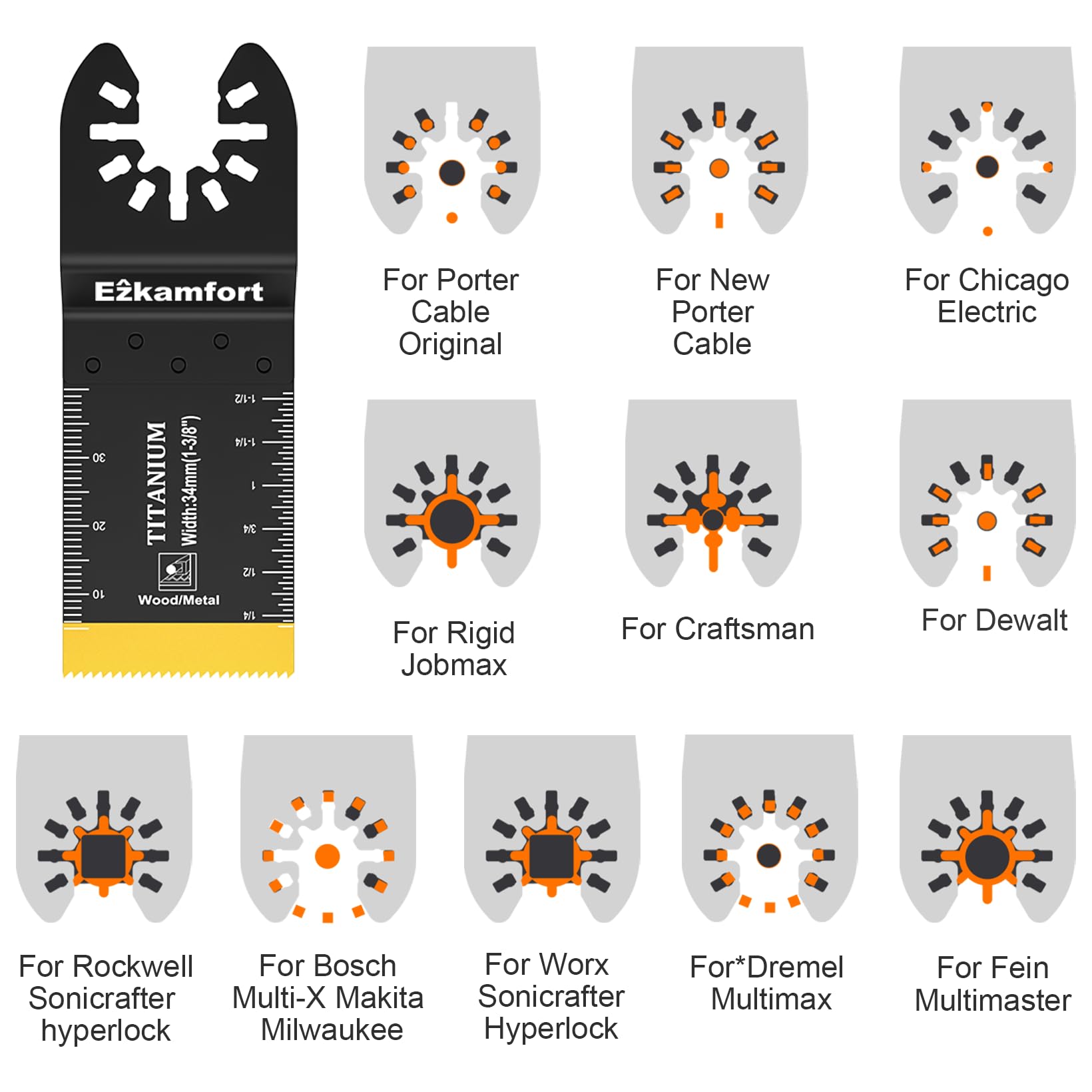 Multitool Sägeblätter, Diamant Multifunktionswerkzeug Klingen Set, OszillierendeMultitool Sägeblätt für Mörtel entfernen und weiche Fliesen schneiden für DeWalt Milwaukee und mehr (138 PCS)