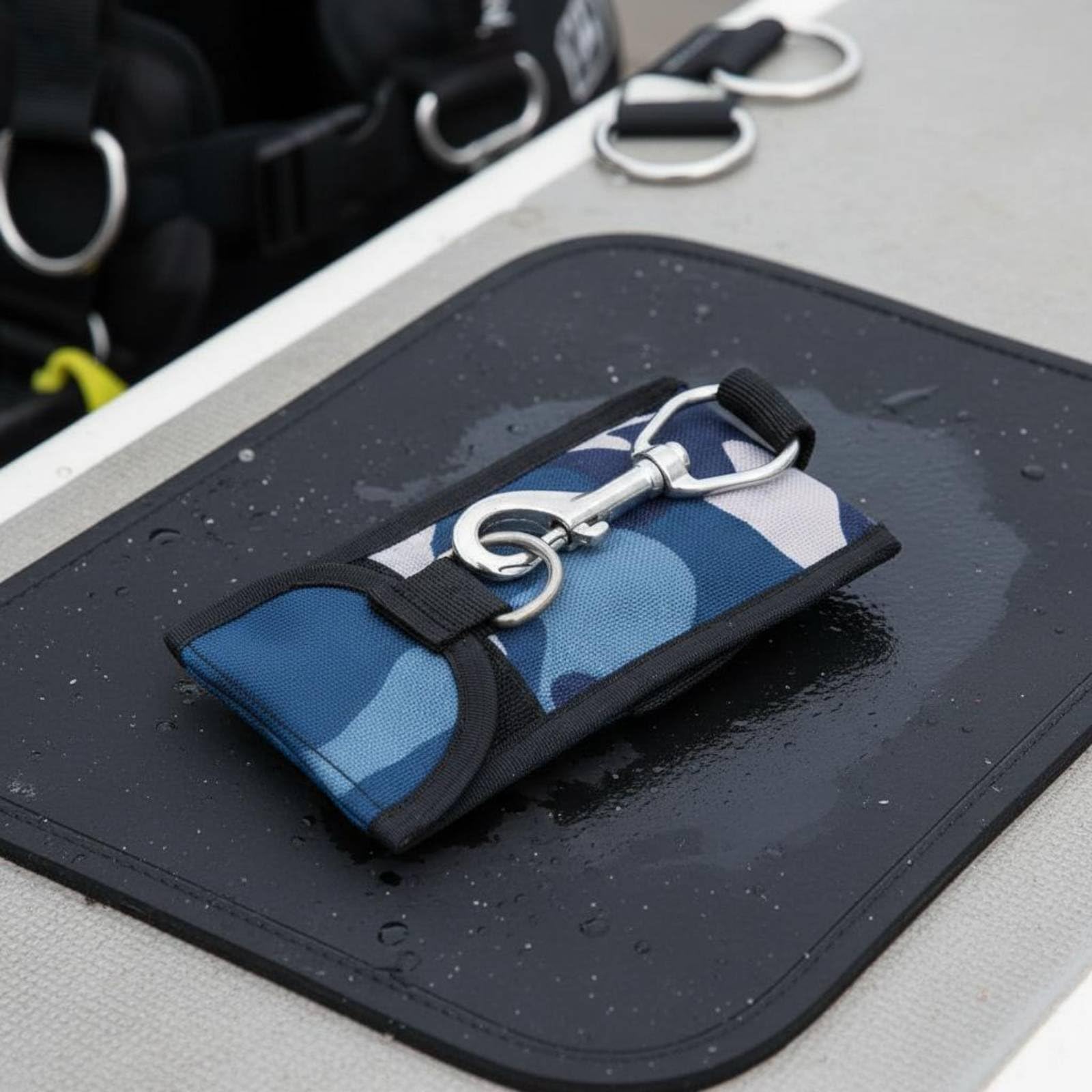 predolo BCD Strömungshaken inklusive Aufbewahrungstasche Riffhaken mit Gurtband und Tasche Schnellverschluss Riffhaken für Strömungstaucher, Strömungstauchen
