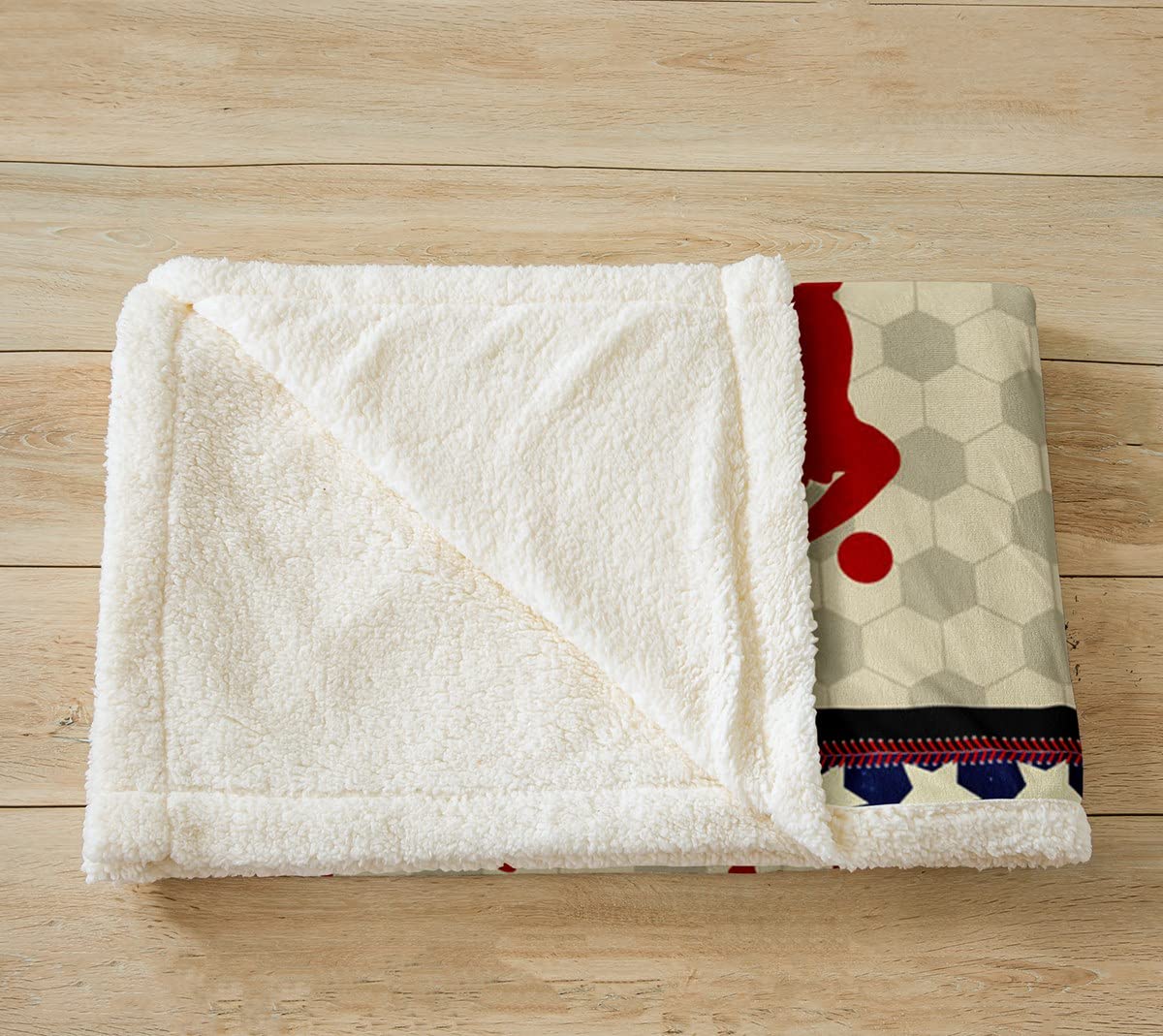 Coperta da calcio in pile calcio bandiera americana Sherpa coperta per bambini ragazzi e ragazze sport peluche Illustrazione Fuzzy coperta per divano letto, regina, 200 x 90 cm