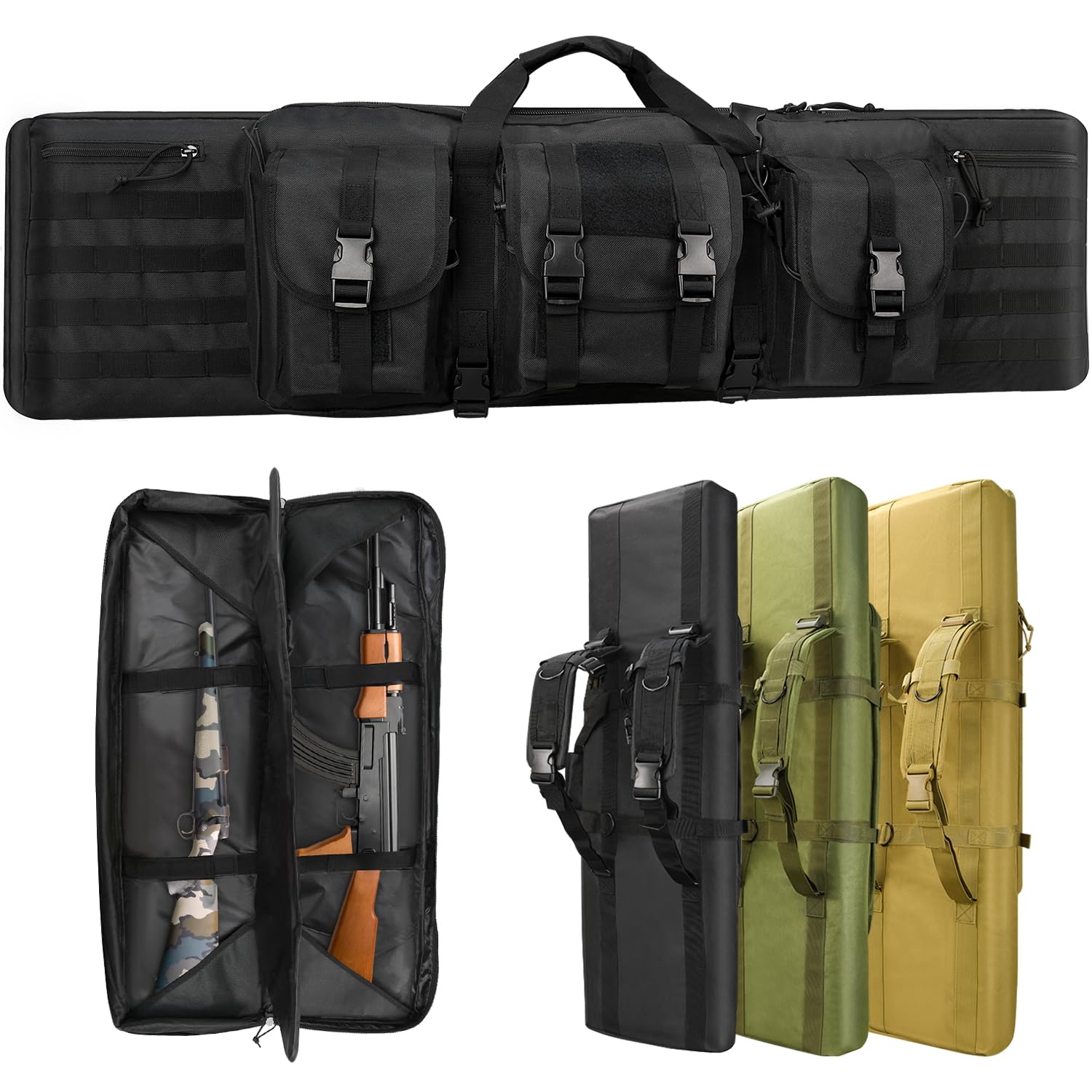 Snapklik.com : 46in Double Rifle Bag, Tactical Long Rifle Backpack ...