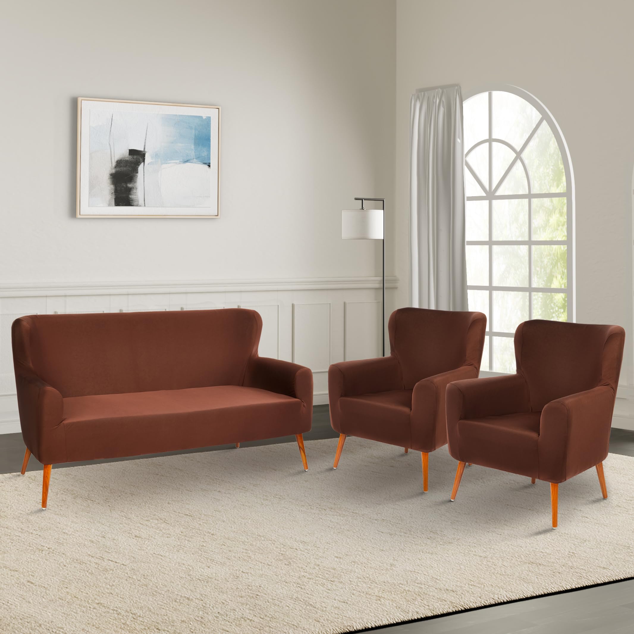 Amazon Brand - Solimo 5 Seater (3+1+1) Sofa Cover Set | One 3 Seater and Two 1 Seater Slip Covers | Universal Fit | Non-Slip Polyester and Spandex Fabric | (Brown) (B0CW9R2H4Z) Amazon Price History, Amazon Price Tracker